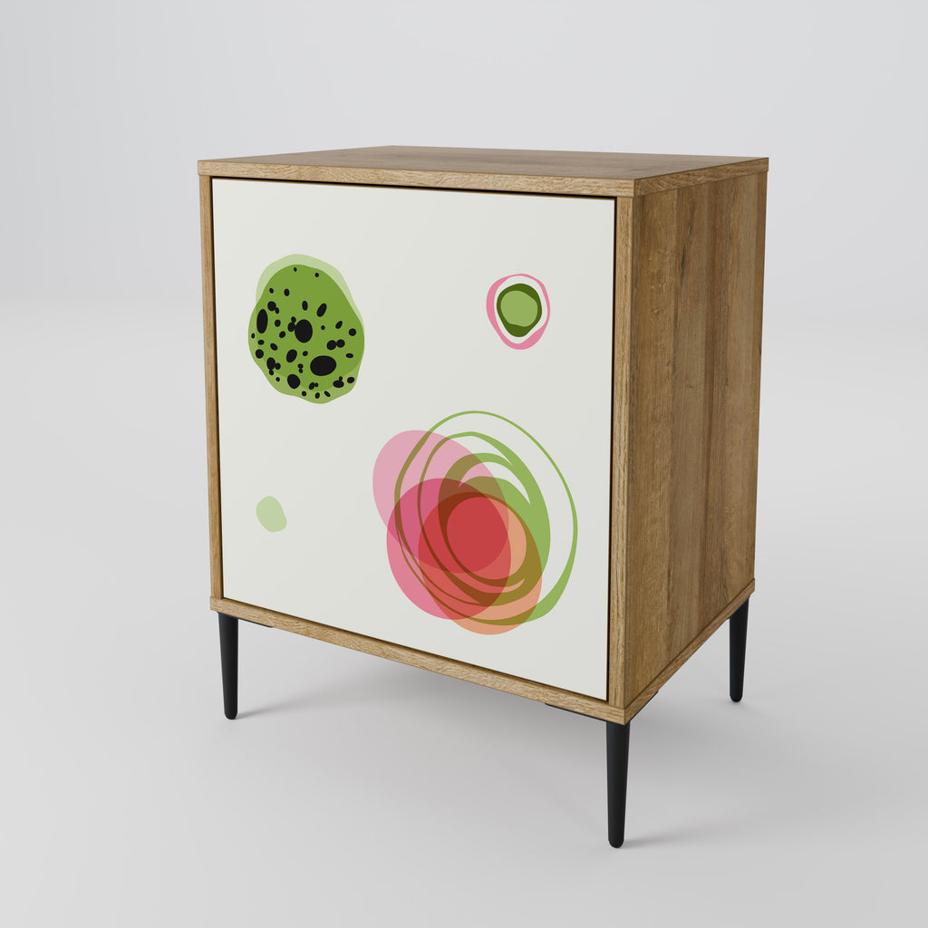 COLORFUL COSMOS 1-Door Sideboard in Oak Effect