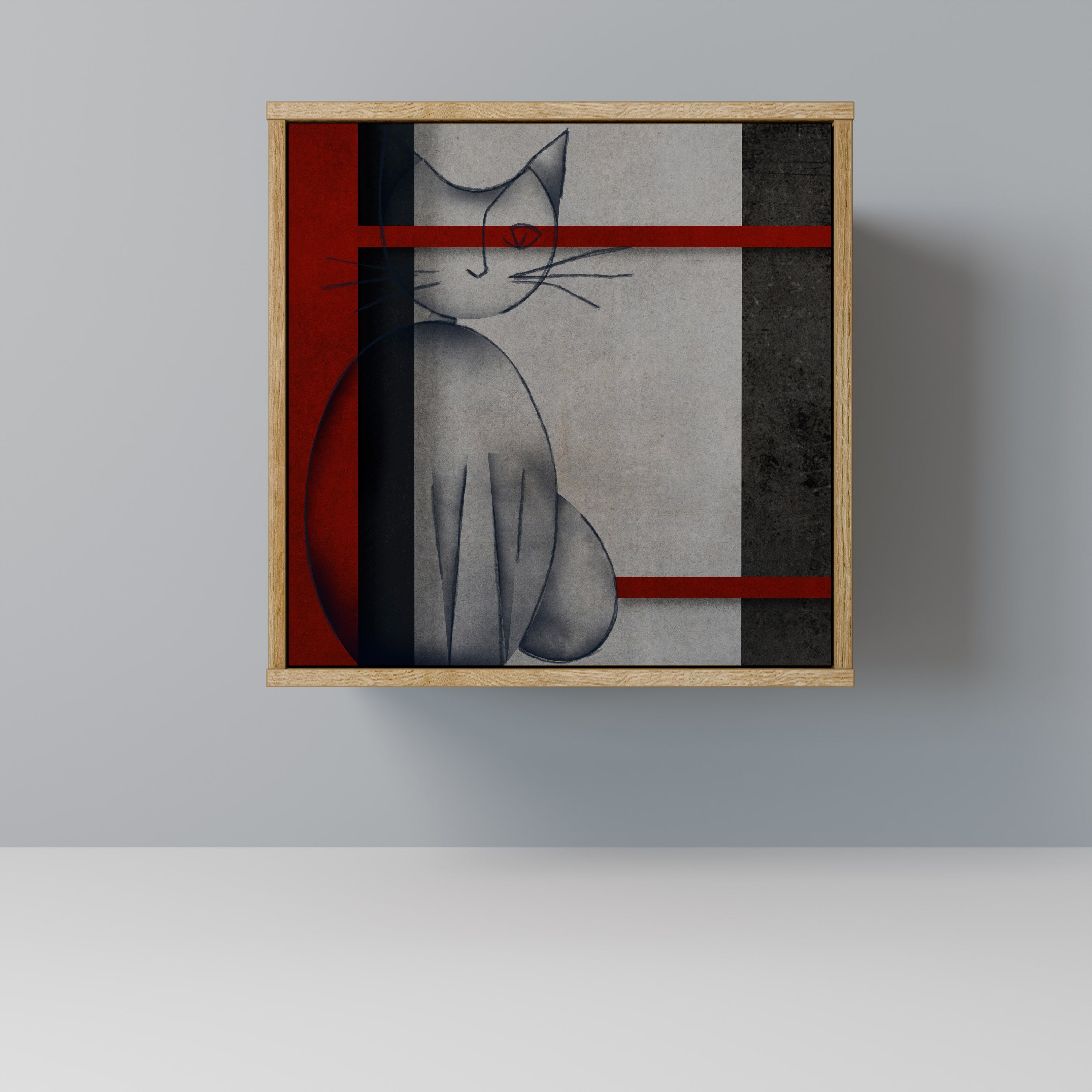 GRAY FIGURES 1-Door Sideboard in Oak Effect