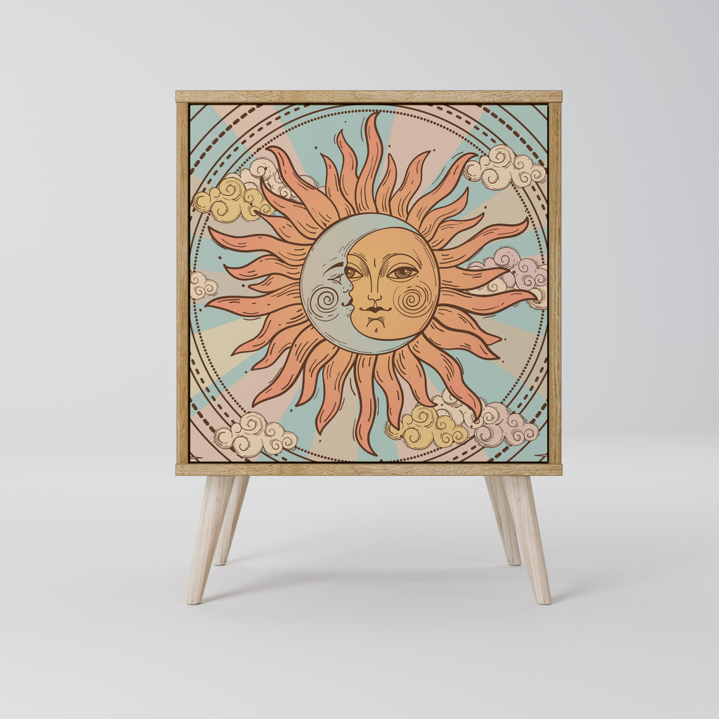 Aparador MYSTICAL STRUCTURE de 1 puerta con acabado efecto roble