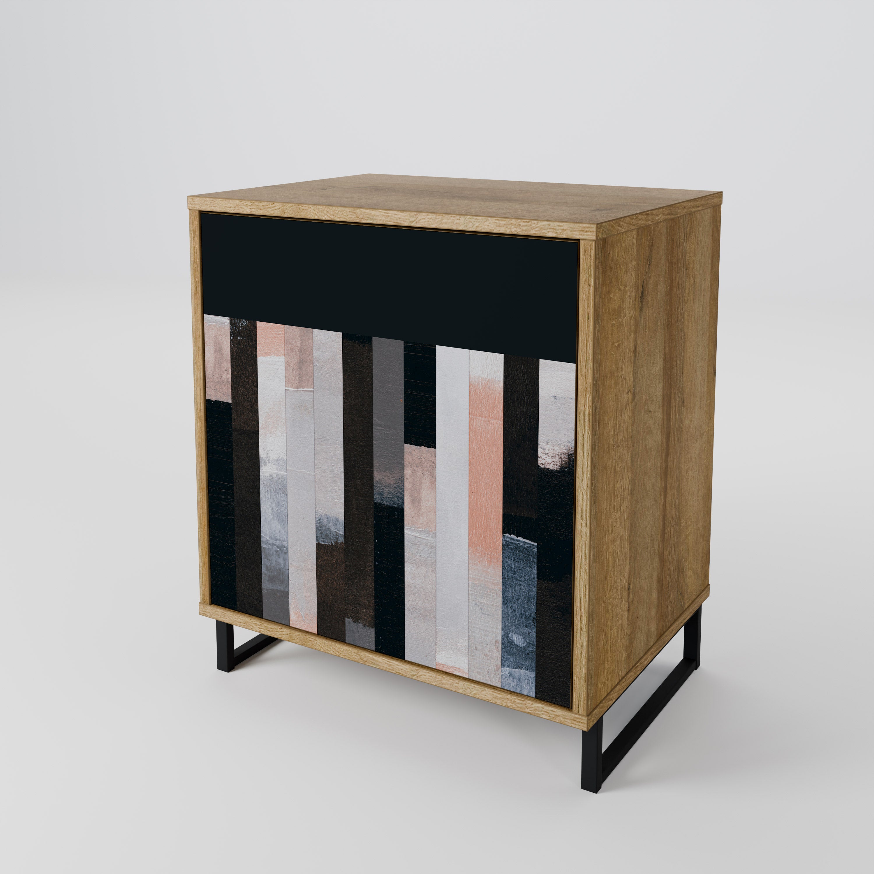 COLLAGE OF RECTANGLES 1-Door Sideboard in Oak Effect