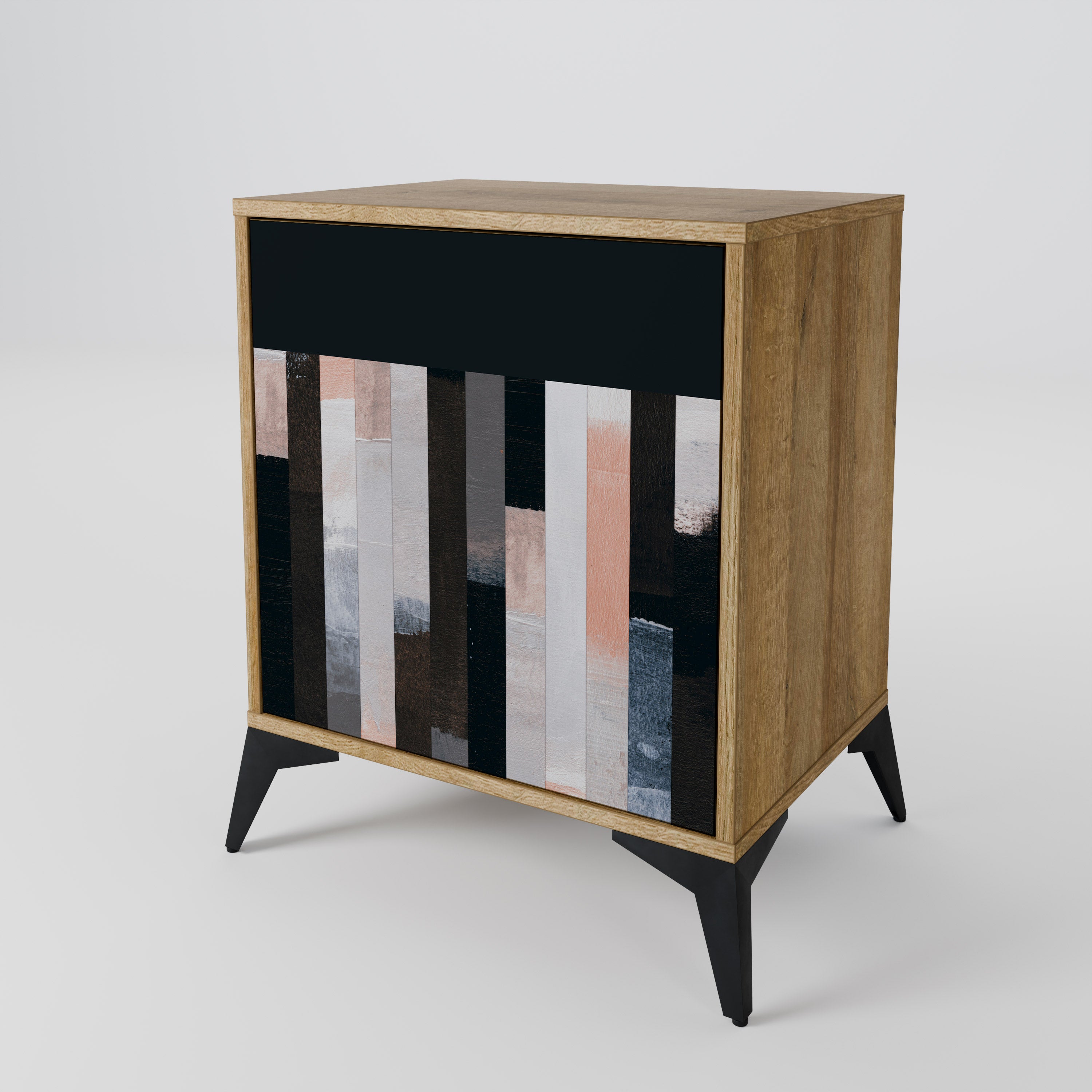 COLLAGE OF RECTANGLES 1-Door Sideboard in Oak Effect