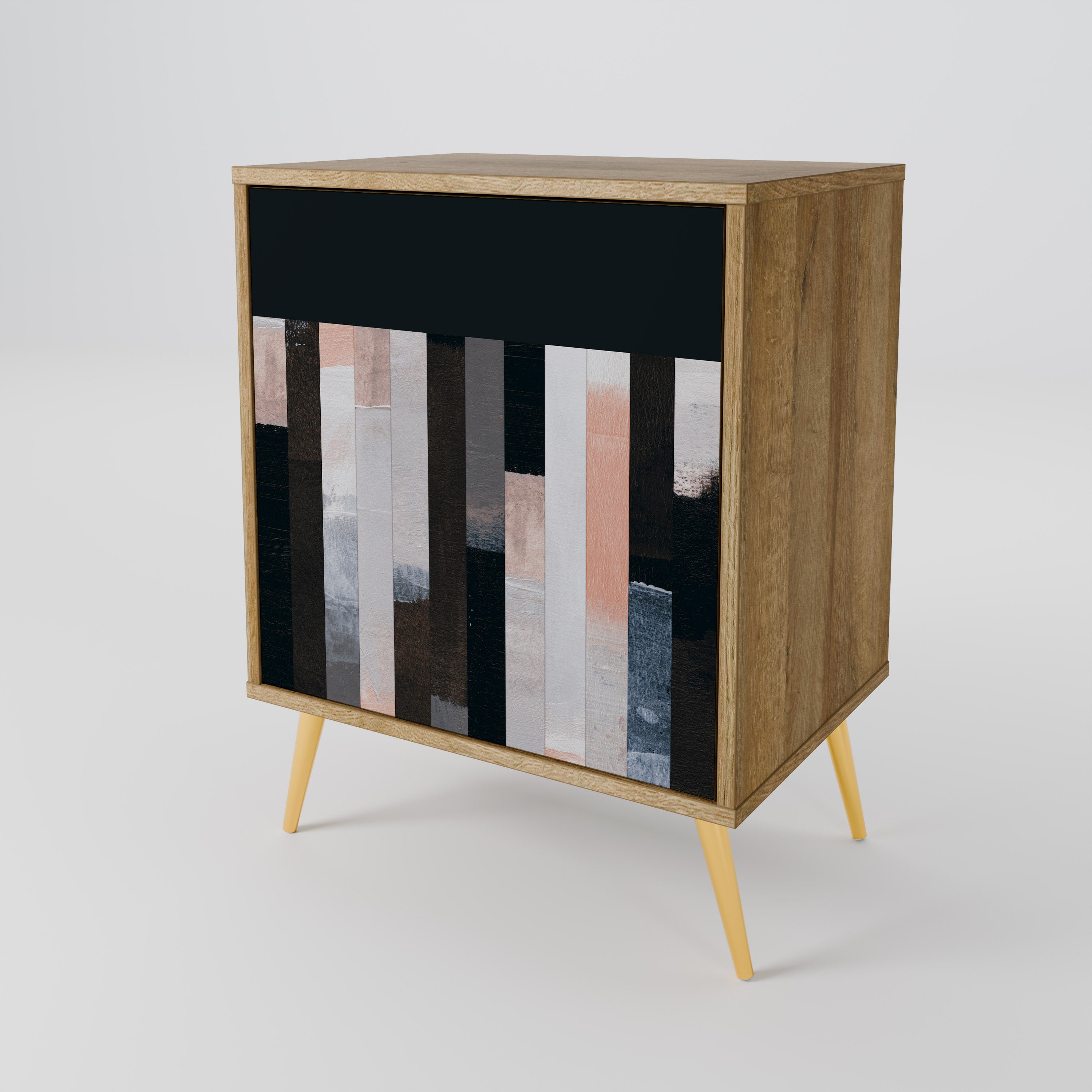 COLLAGE OF RECTANGLES 1-Door Sideboard in Oak Effect