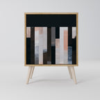 COLLAGE OF RECTANGLES Aparador de 1 Puerta en Efecto Roble