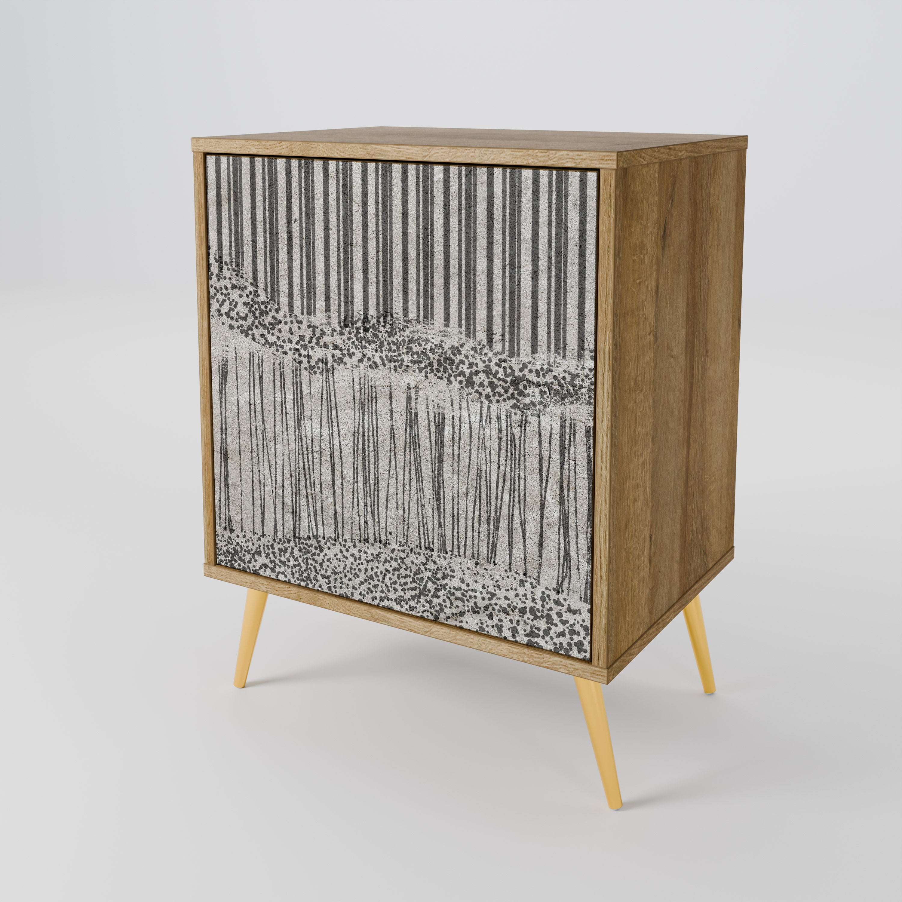 GRAIN LINES 1-Door Sideboard in Oak Effect
