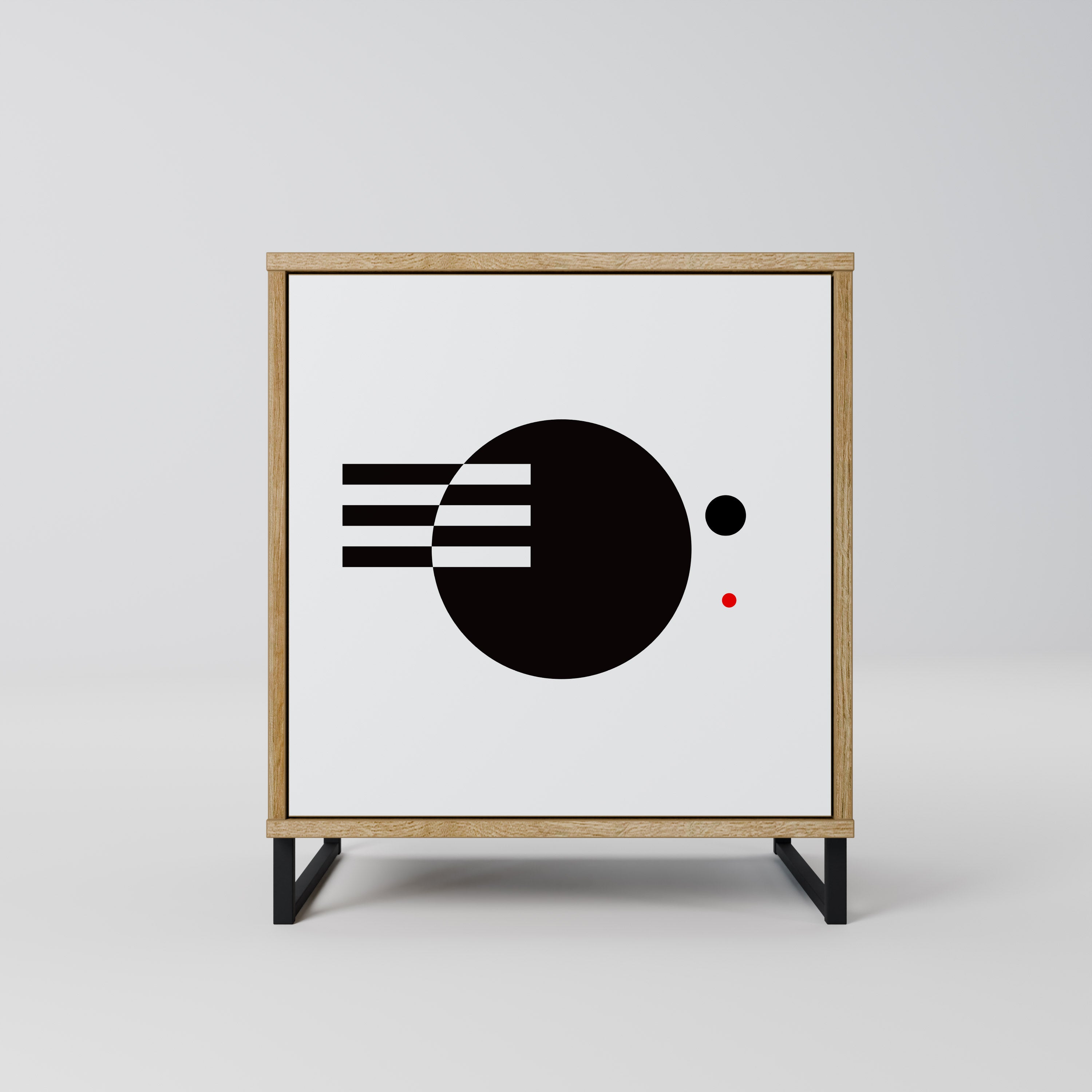 BLACK AND WHITE COMBINATION 1-Door Sideboard in Oak Effect