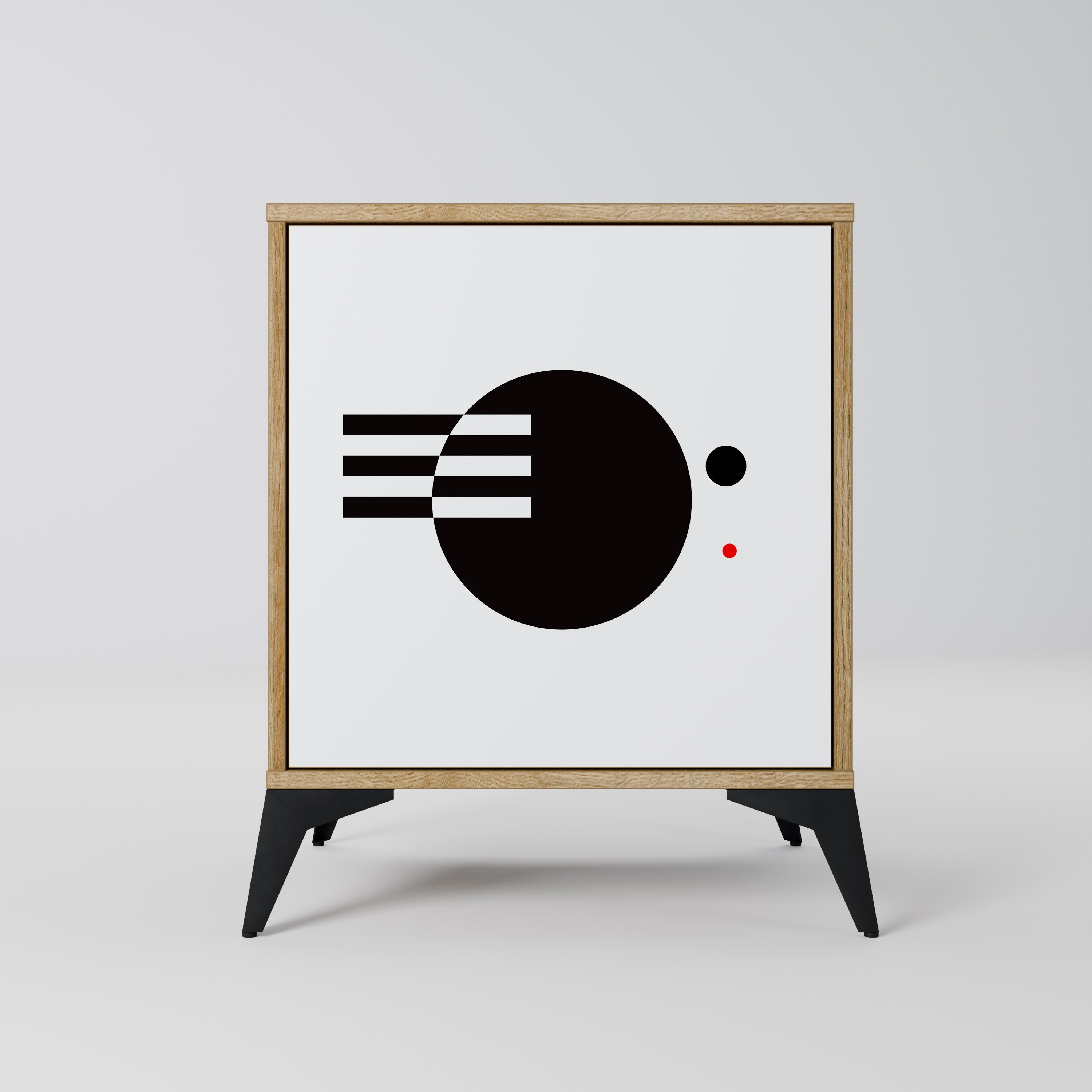 BLACK AND WHITE COMBINATION 1-Door Sideboard in Oak Effect