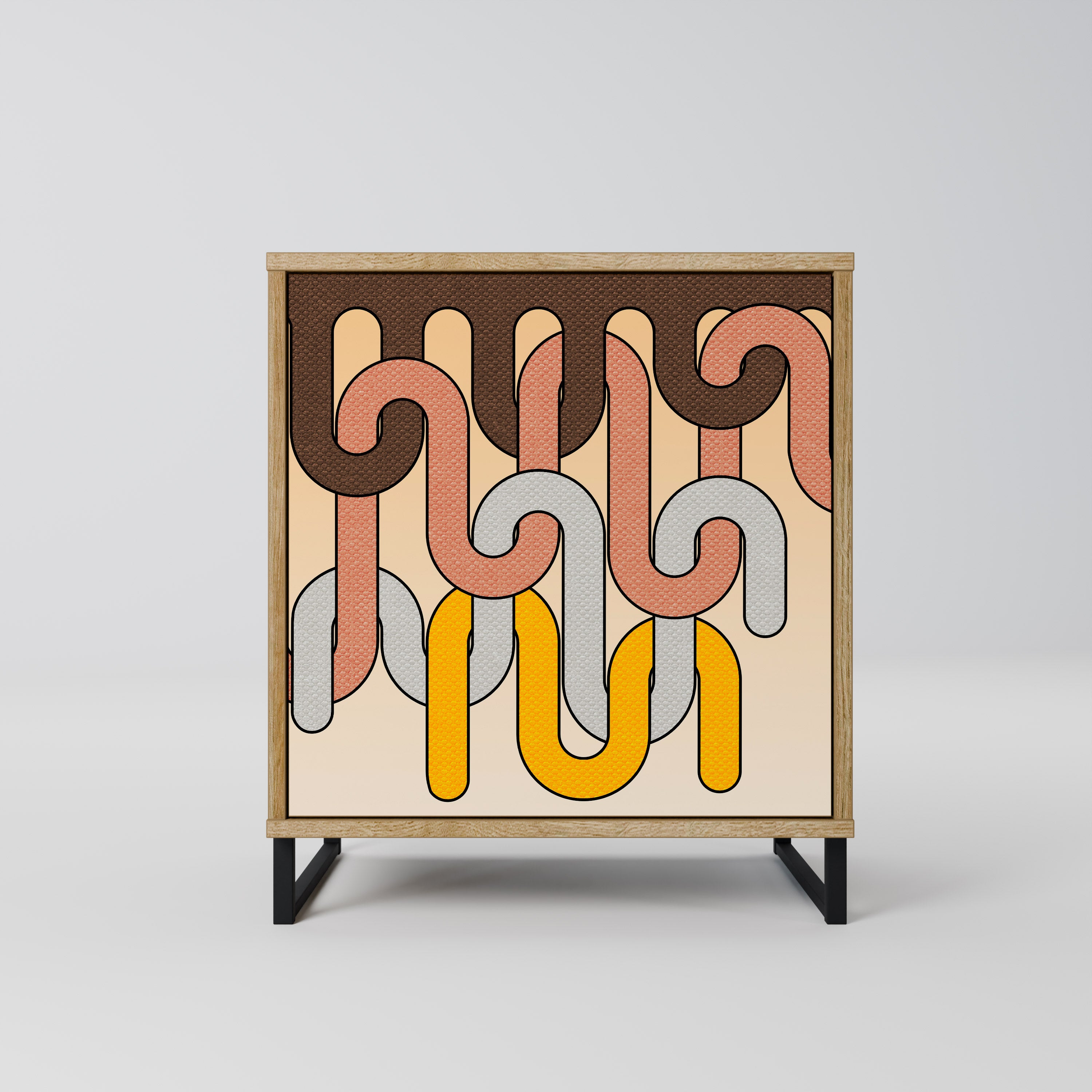 COLORFUL STRINGS 1-Door Sideboard in Oak Effect