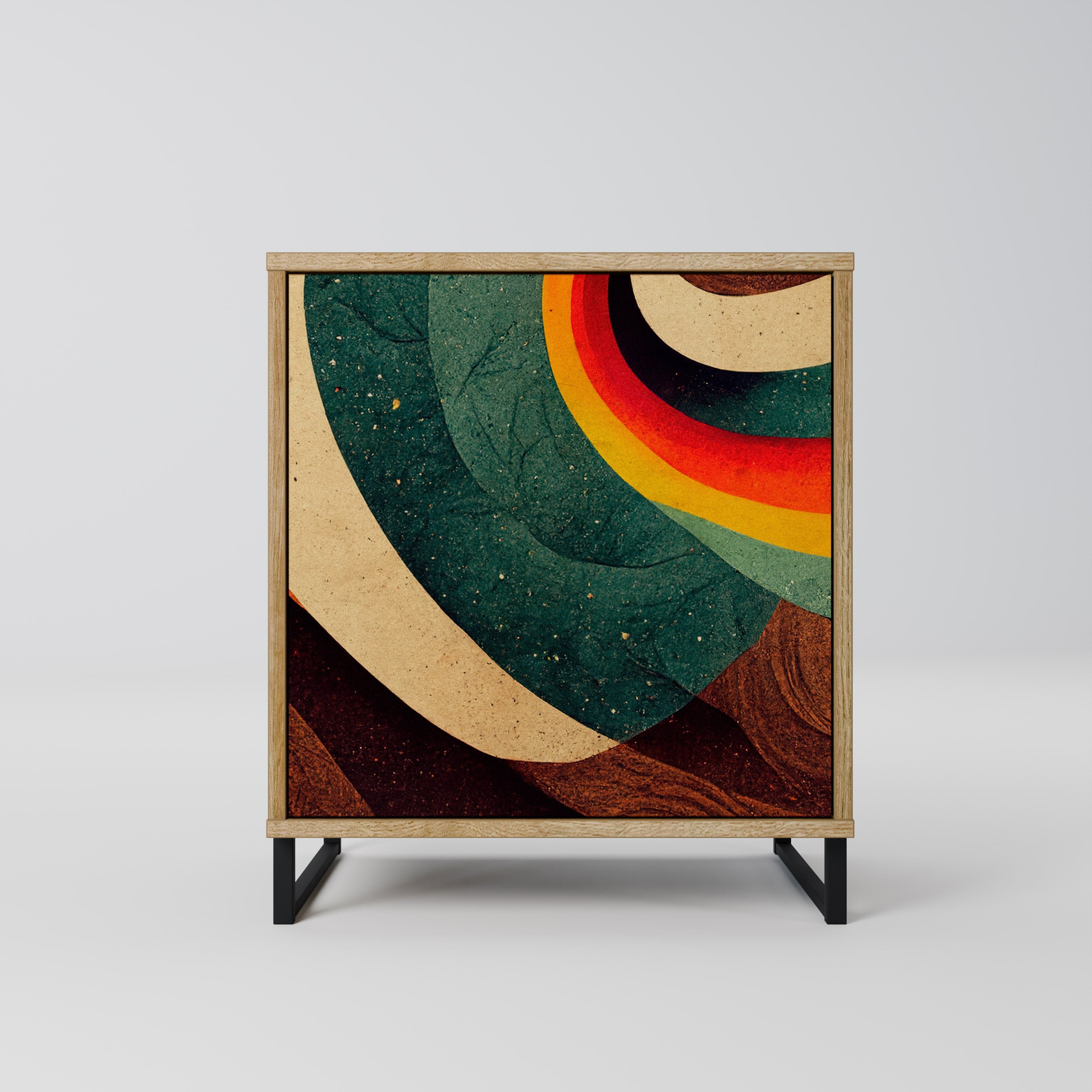 COLORFUL STRANDS 1-Door Sideboard in Oak Effect