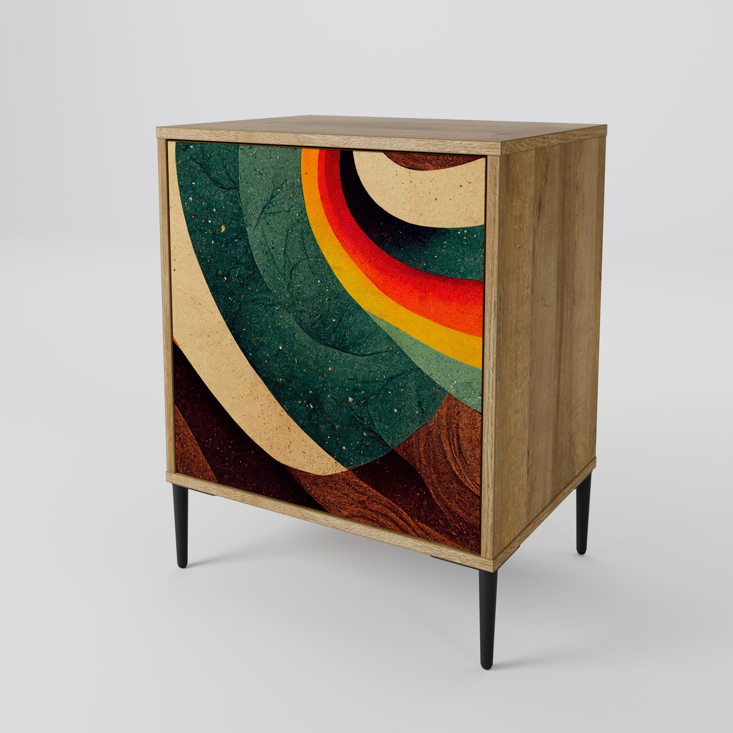 COLORFUL STRANDS 1-Door Sideboard in Oak Effect