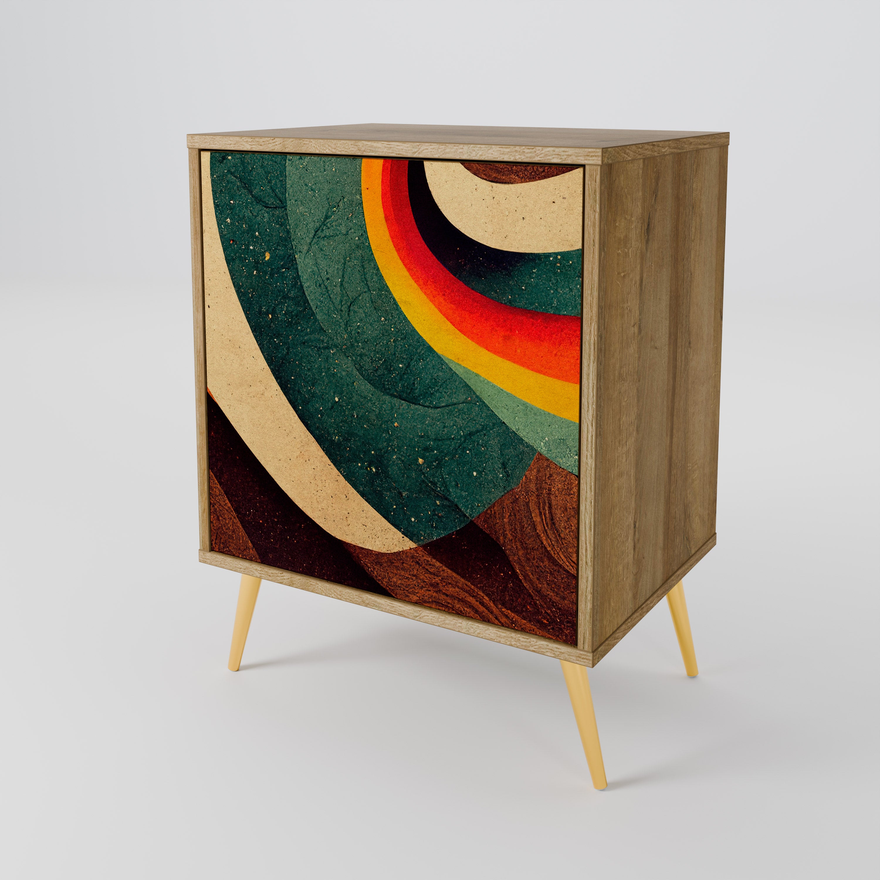 COLORFUL STRANDS 1-Door Sideboard in Oak Effect