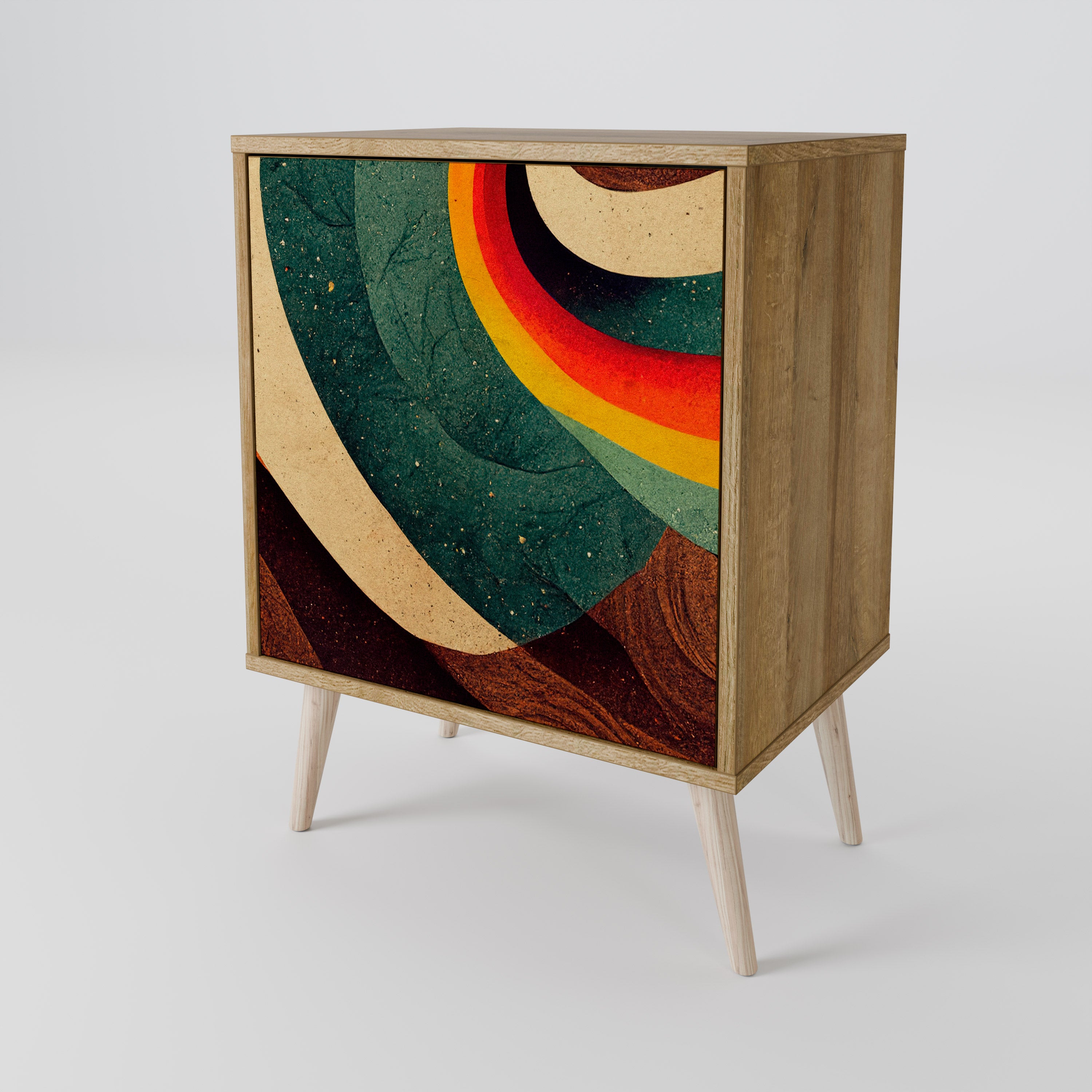 COLORFUL STRANDS 1-Door Sideboard in Oak Effect