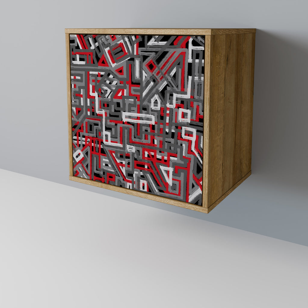 Aparador de 1 puerta BROKEN LINES en efecto roble