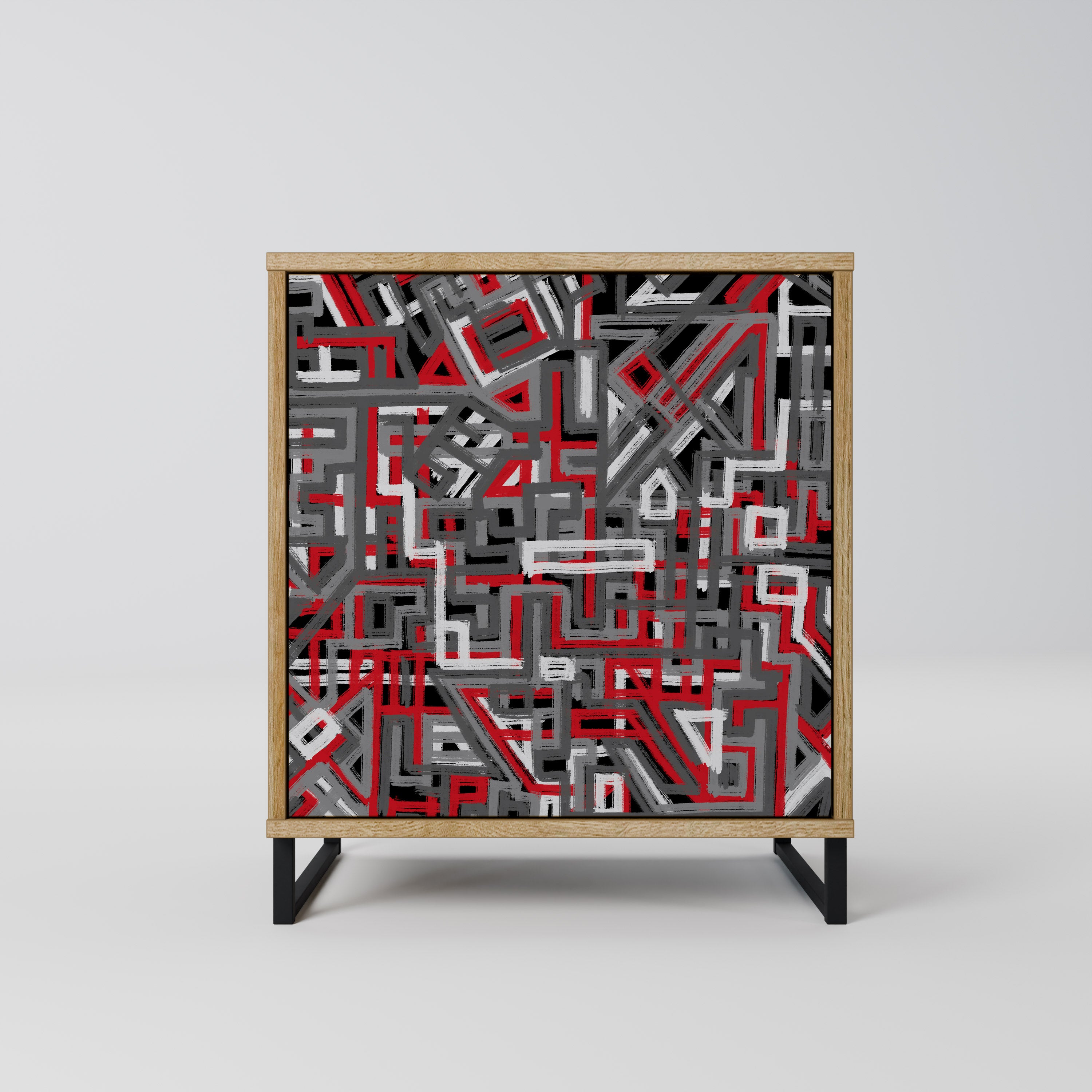 BROKEN LINES 1-Door Sideboard in Oak Effect