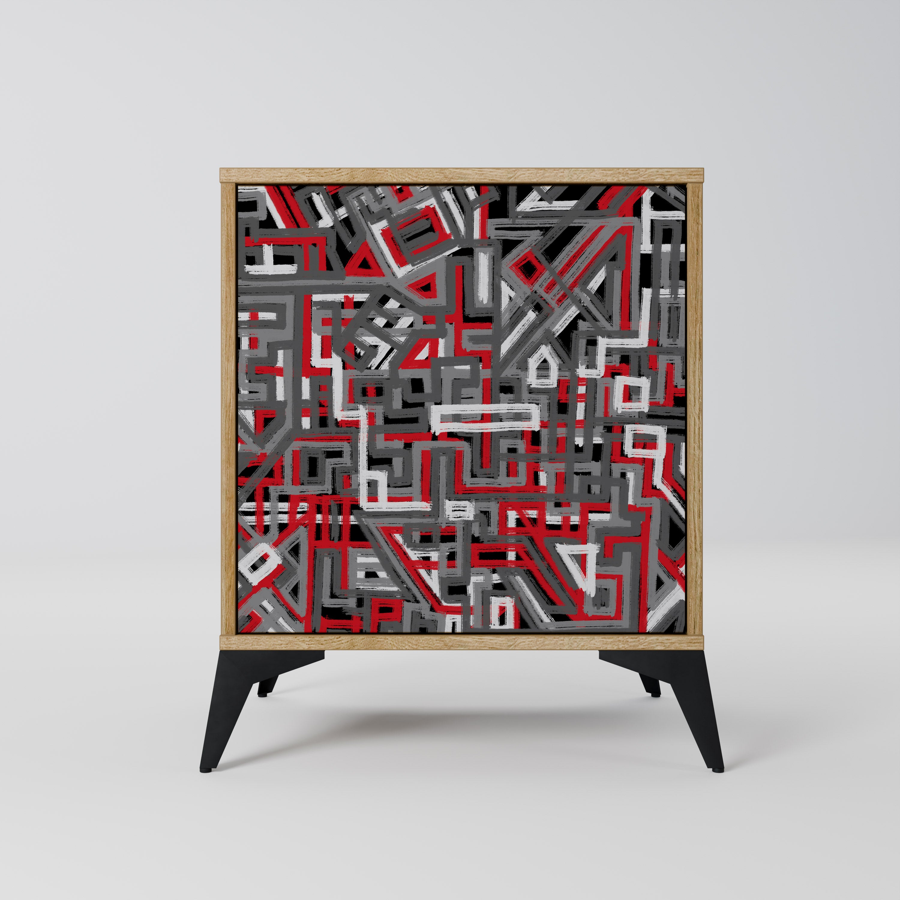 BROKEN LINES 1-Door Sideboard in Oak Effect