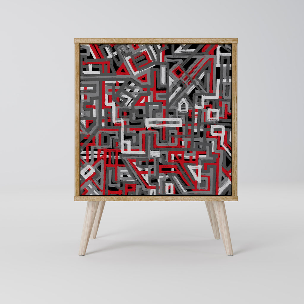 Aparador de 1 puerta BROKEN LINES en efecto roble