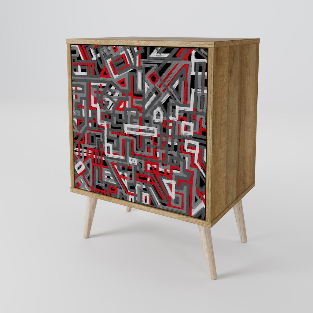 Aparador de 1 puerta BROKEN LINES en efecto roble