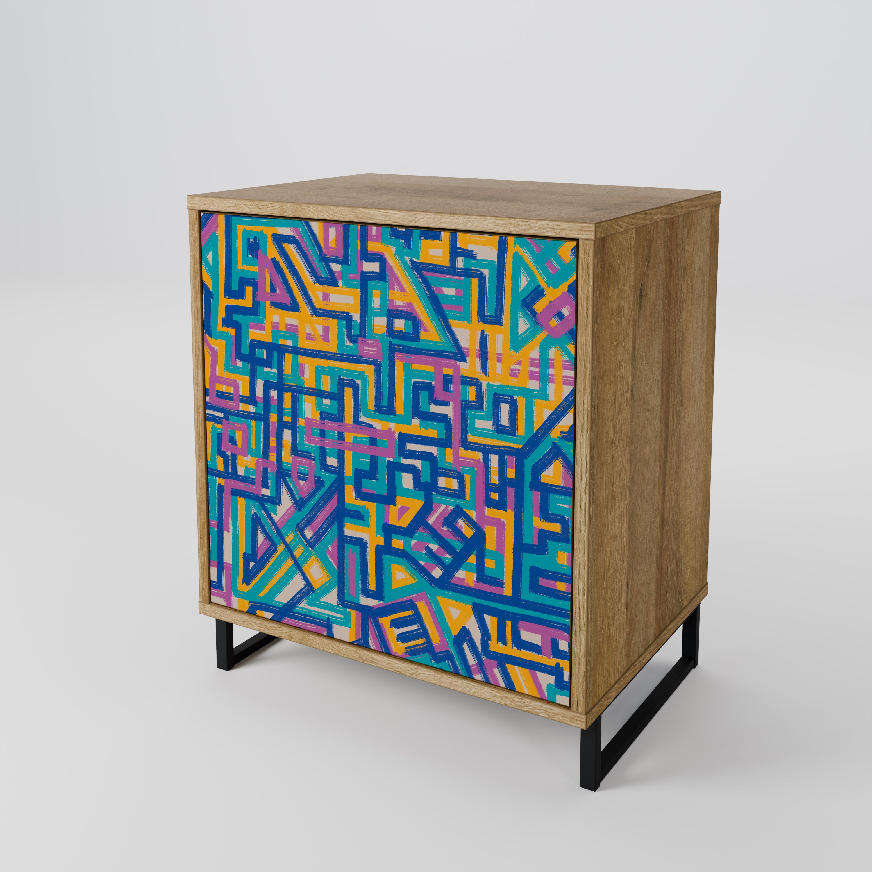 MEMORIES MAP 1-Door Sideboard in Oak Effect