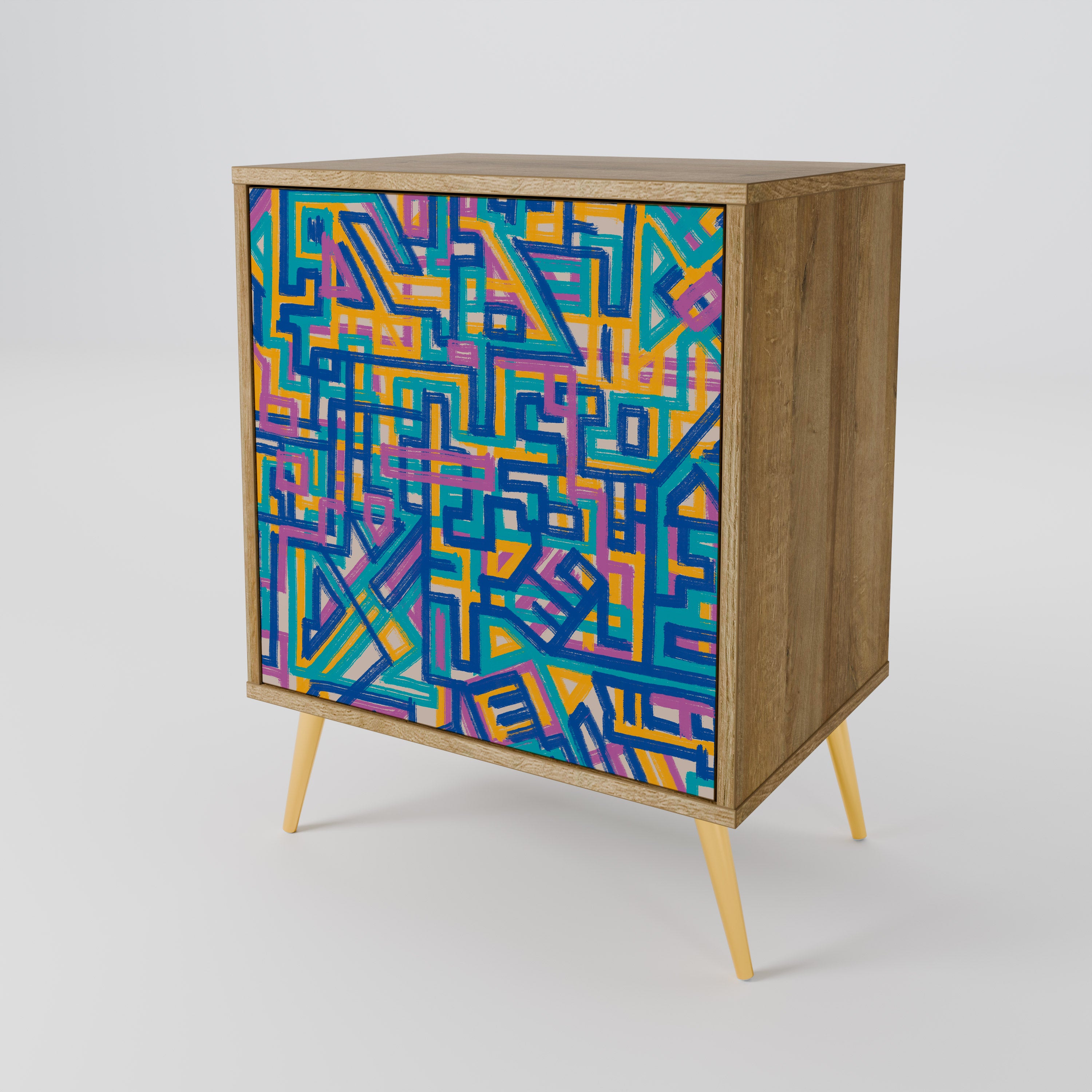 MEMORIES MAP 1-Door Sideboard in Oak Effect