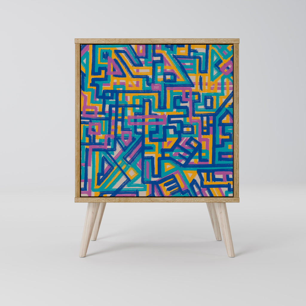 Aparador MEMORIES MAP de 1 puerta con acabado roble