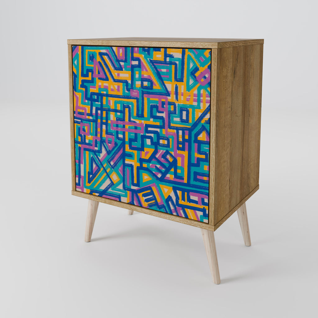 Aparador MEMORIES MAP de 1 puerta con acabado roble