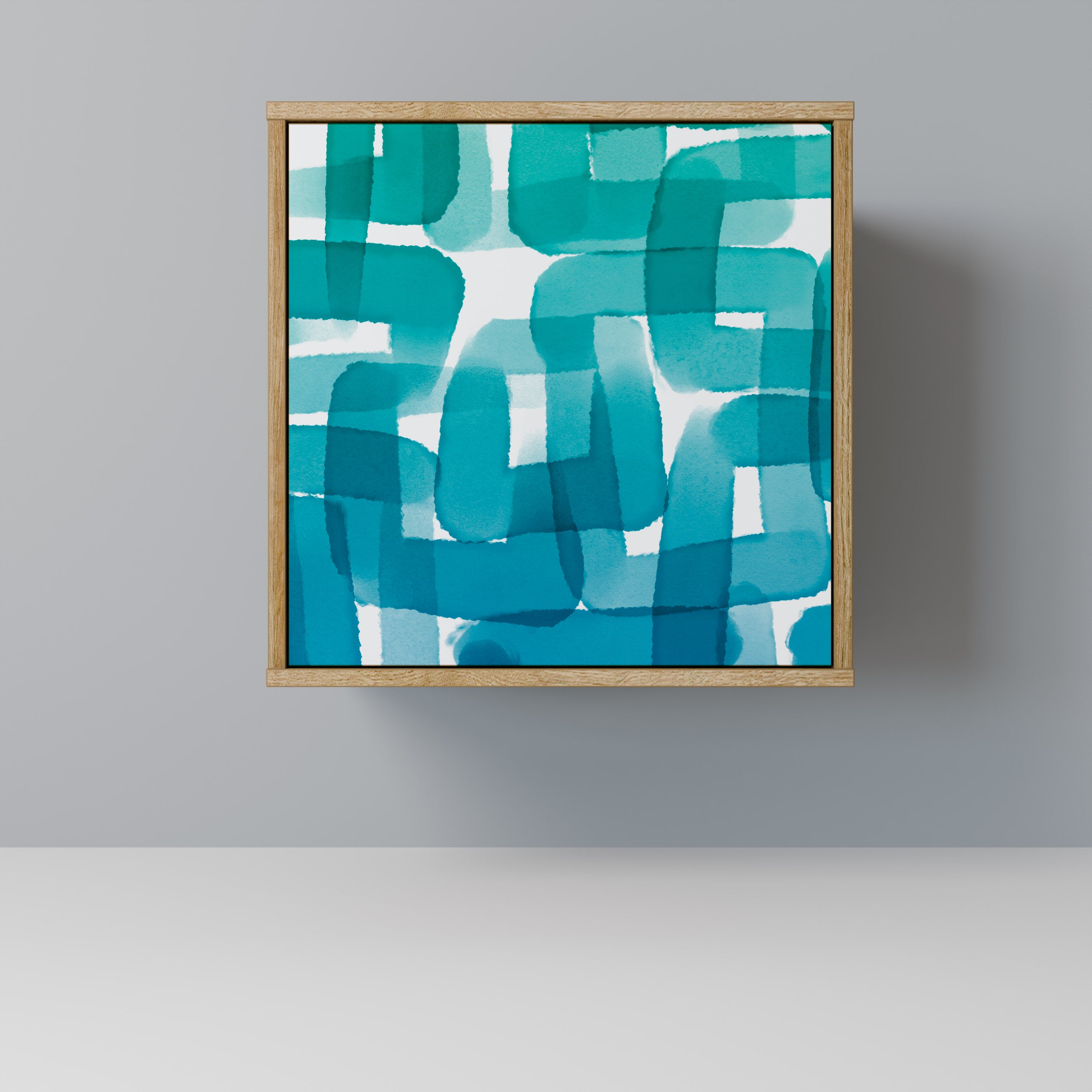 TURQUOISE RECTANGLES 1-Door Sideboard in Oak Effect