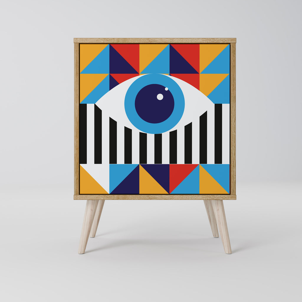 ABSTRACCIÓN Y GEOMETRÍA Aparador de 1 puerta con acabado roble