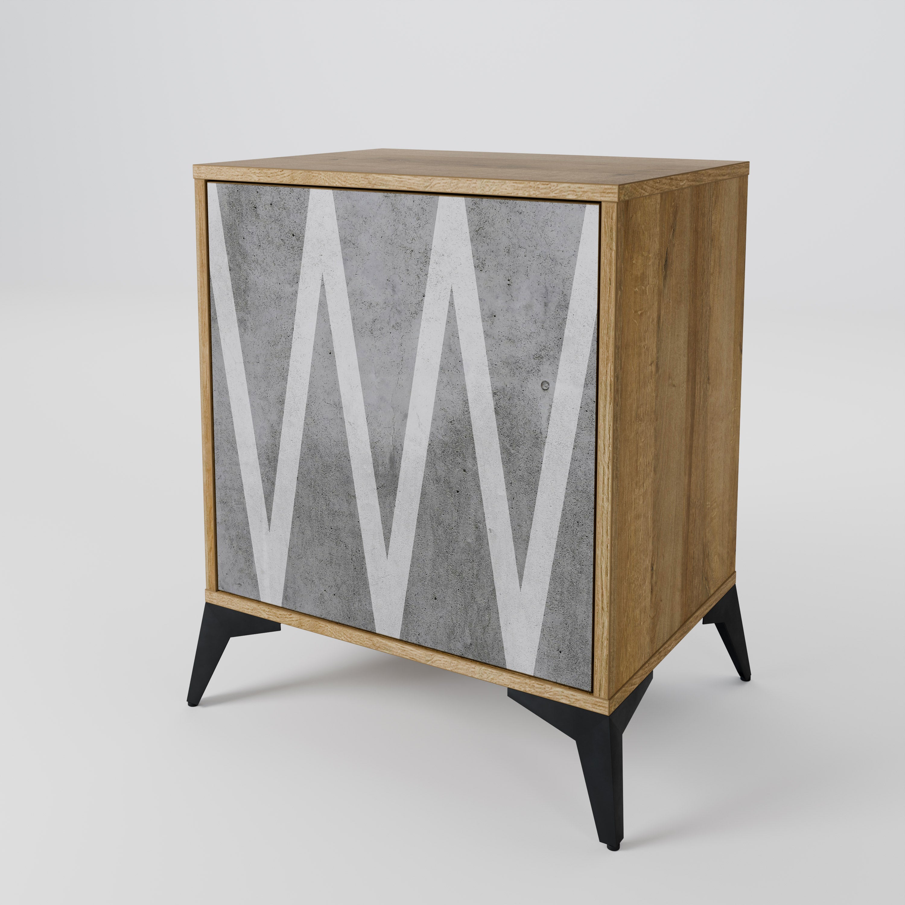 SOLID ZIG ZAG 1-Door Sideboard in Oak Effect