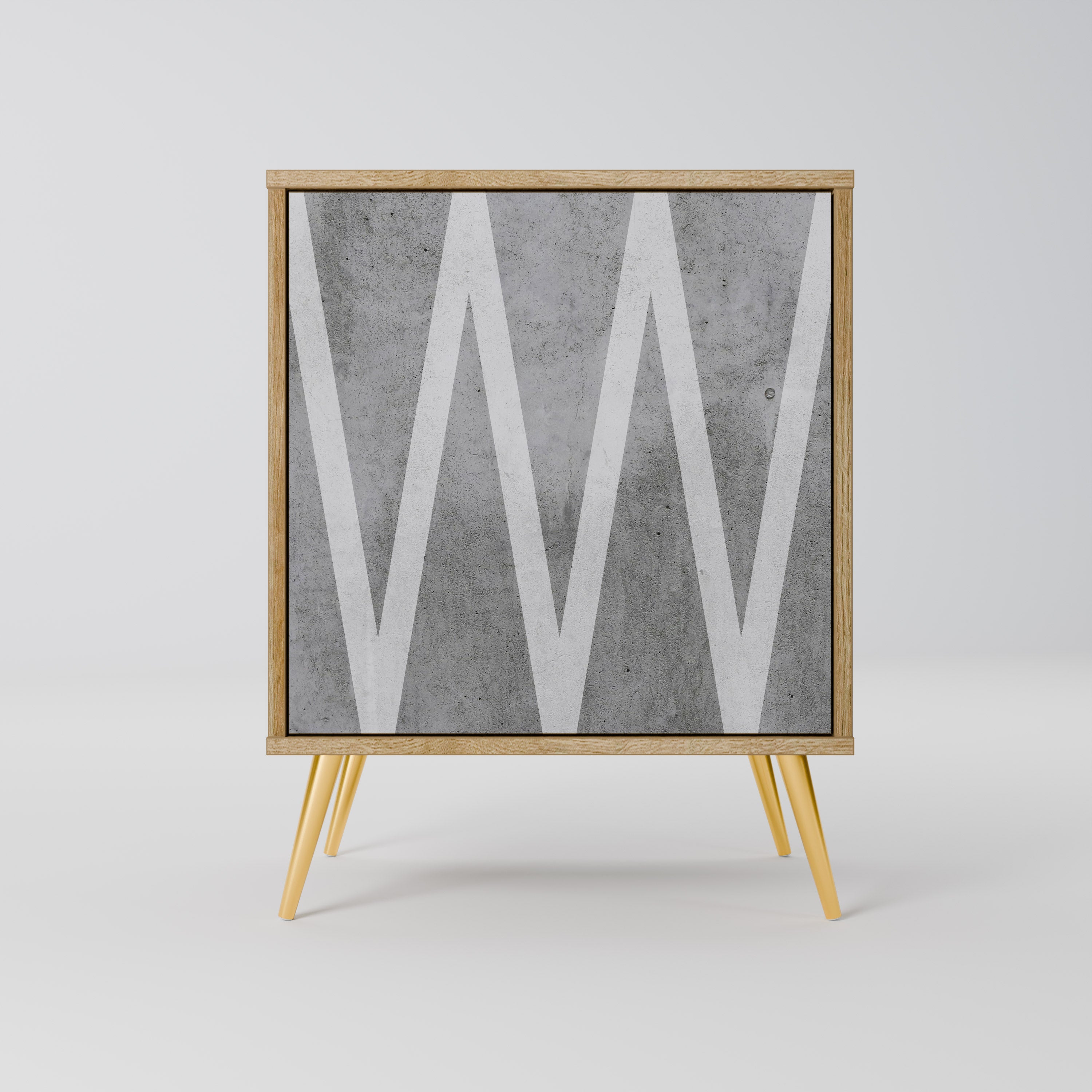 SOLID ZIG ZAG 1-Door Sideboard in Oak Effect