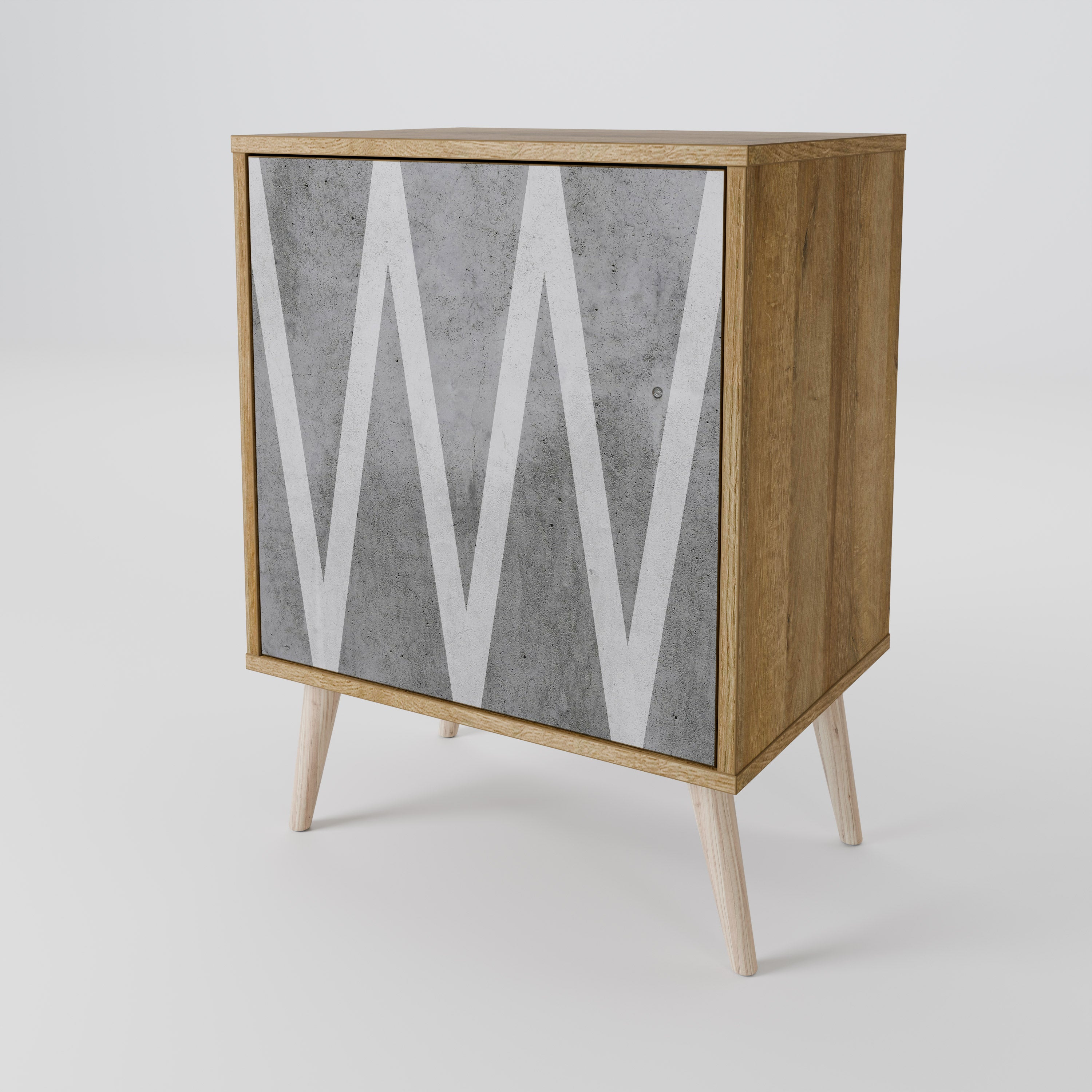 SOLID ZIG ZAG 1-Door Sideboard in Oak Effect