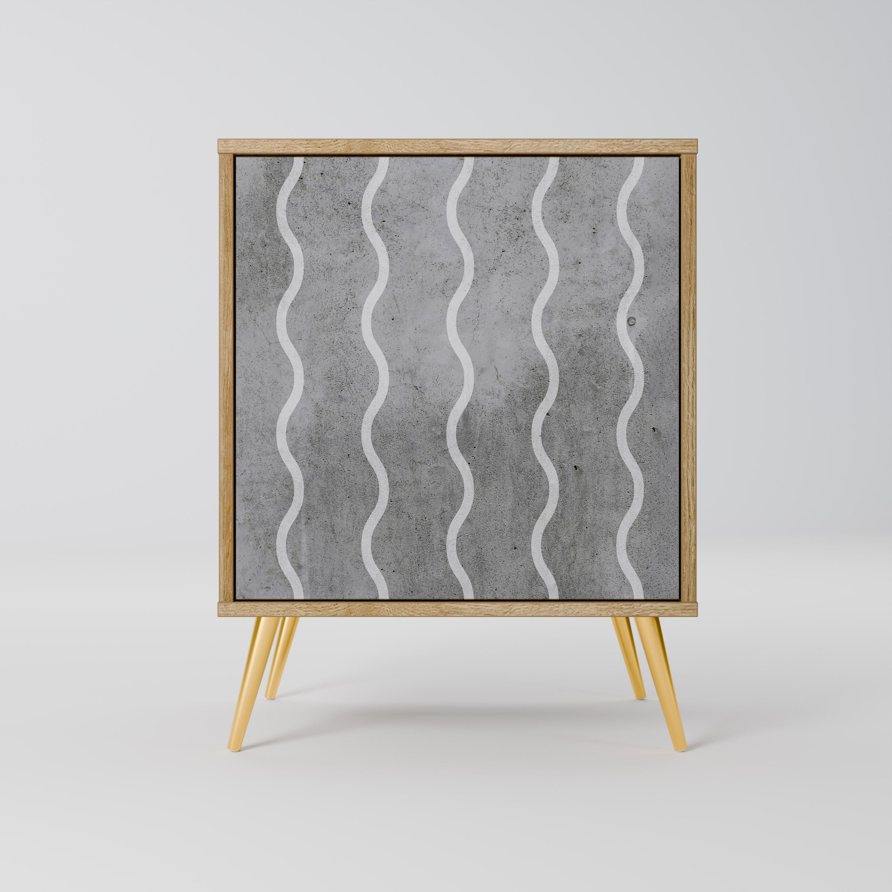 WAVES OF CONCRETE 1-Door Sideboard in Oak Effect