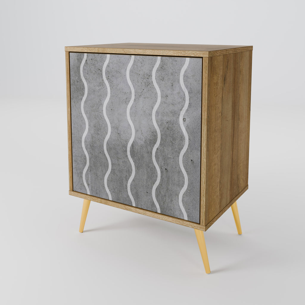 WAVES OF CONCRETE 1-Door Sideboard in Oak Effect