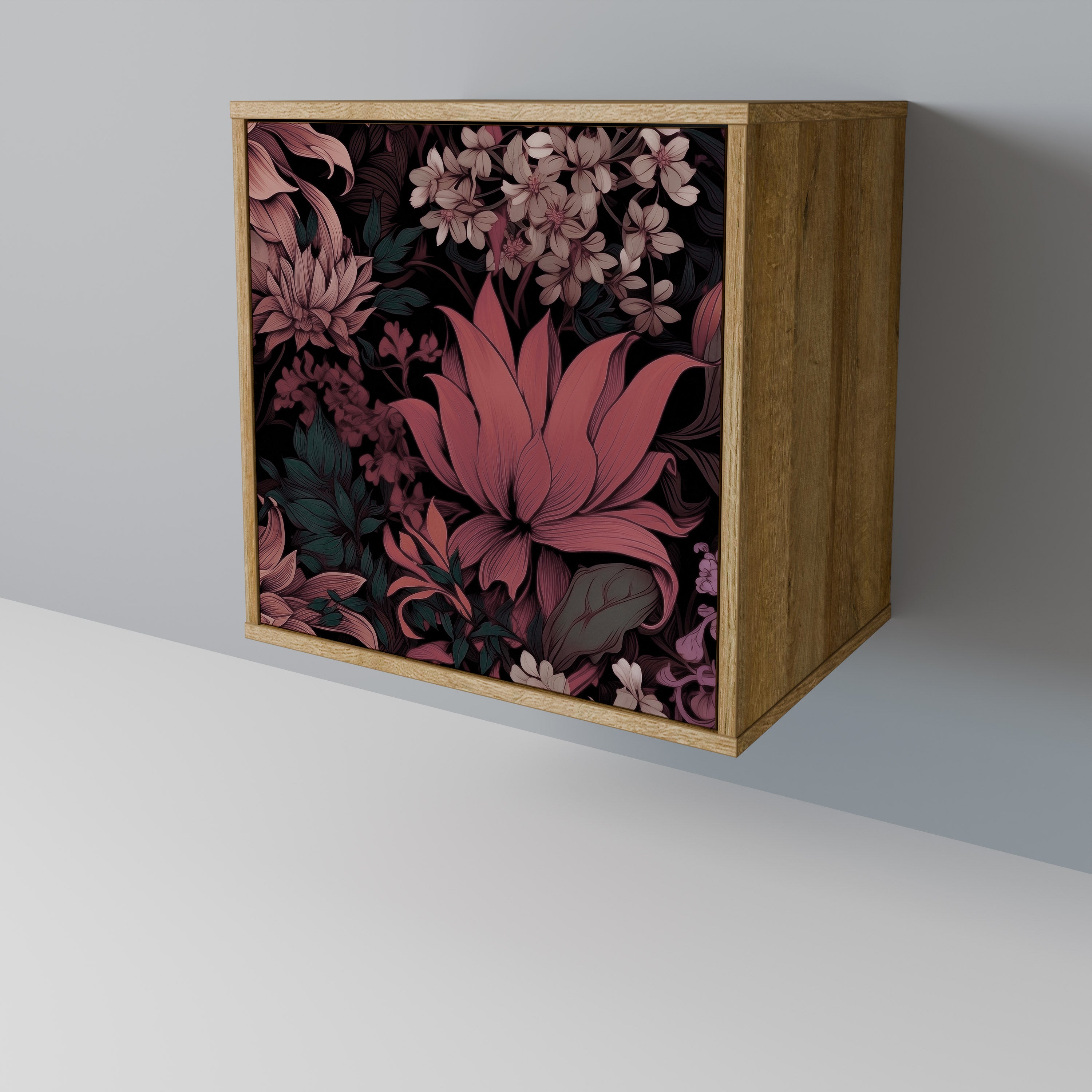 FLORAL WHISPER 1-Door Sideboard in Oak Effect