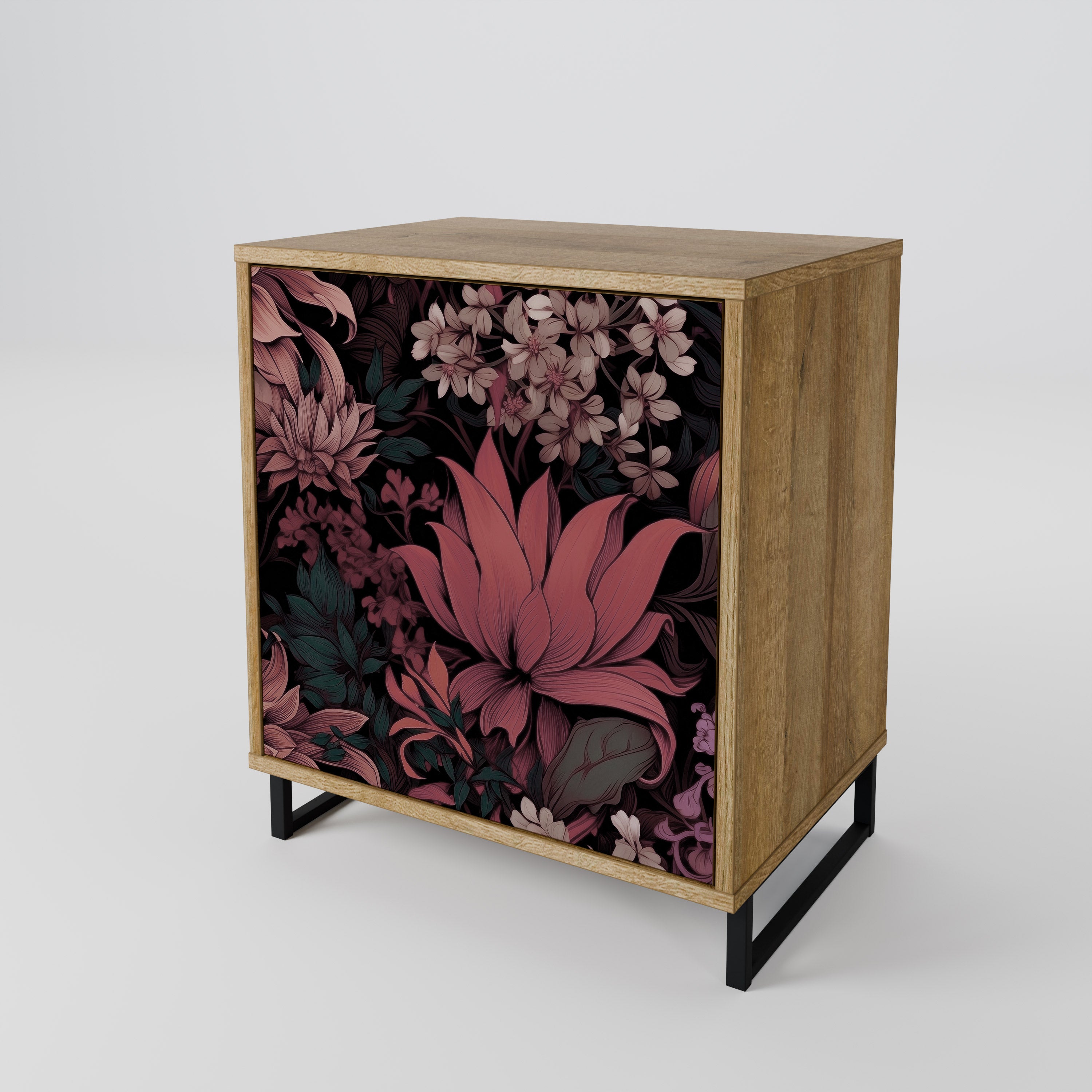 FLORAL WHISPER 1-Door Sideboard in Oak Effect