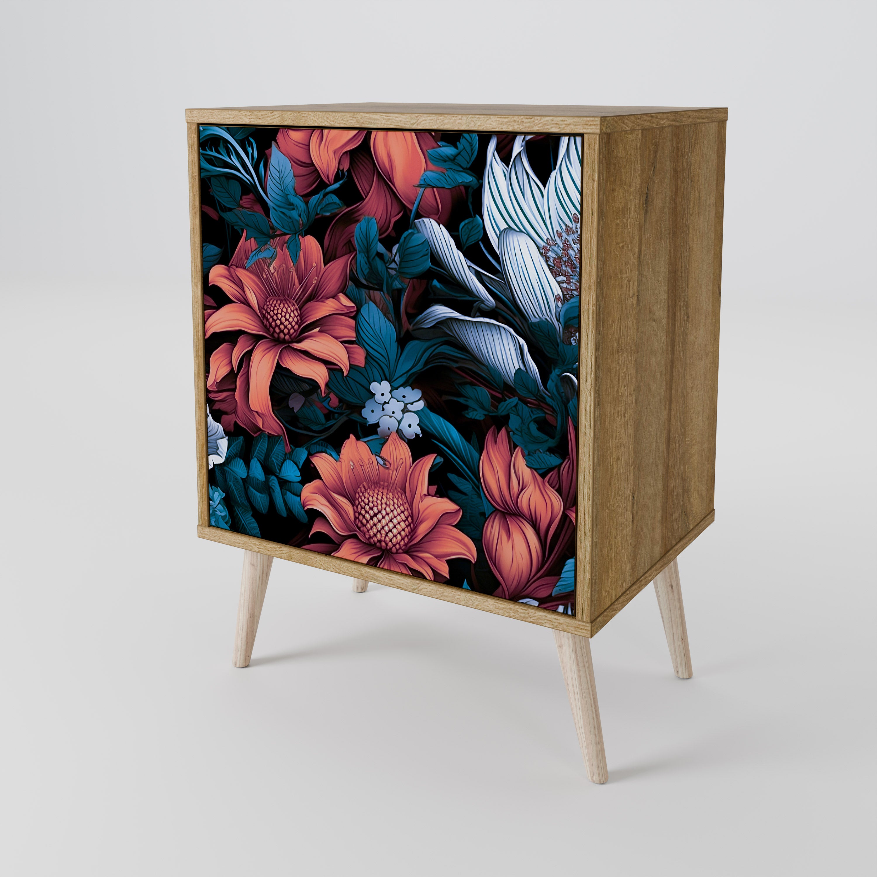 ETHEREAL BLOSSOMS 1-Door Sideboard in Oak Effect