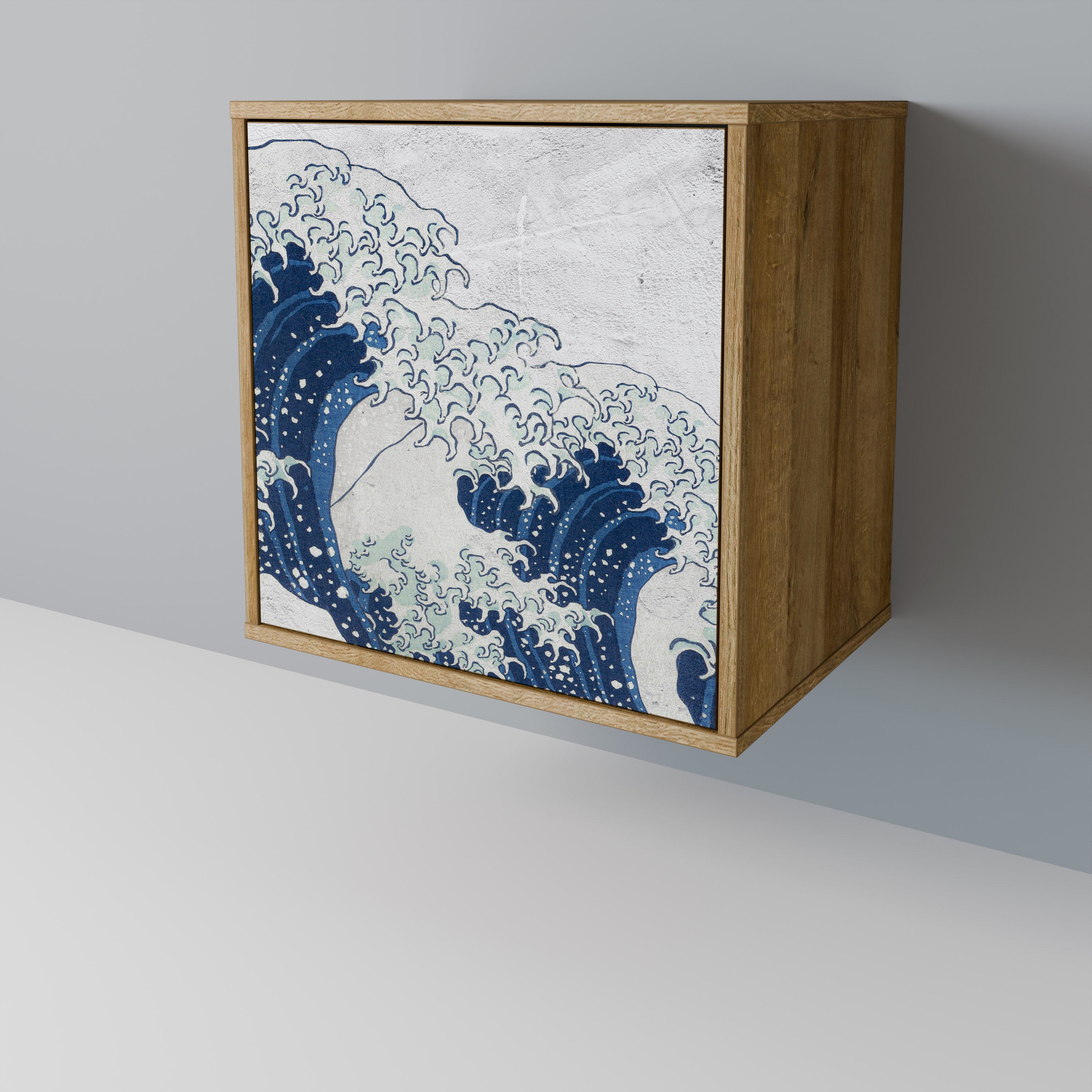 THE GREAT WAVE AT KANAGAWA 1-Door Sideboard in Oak Effect