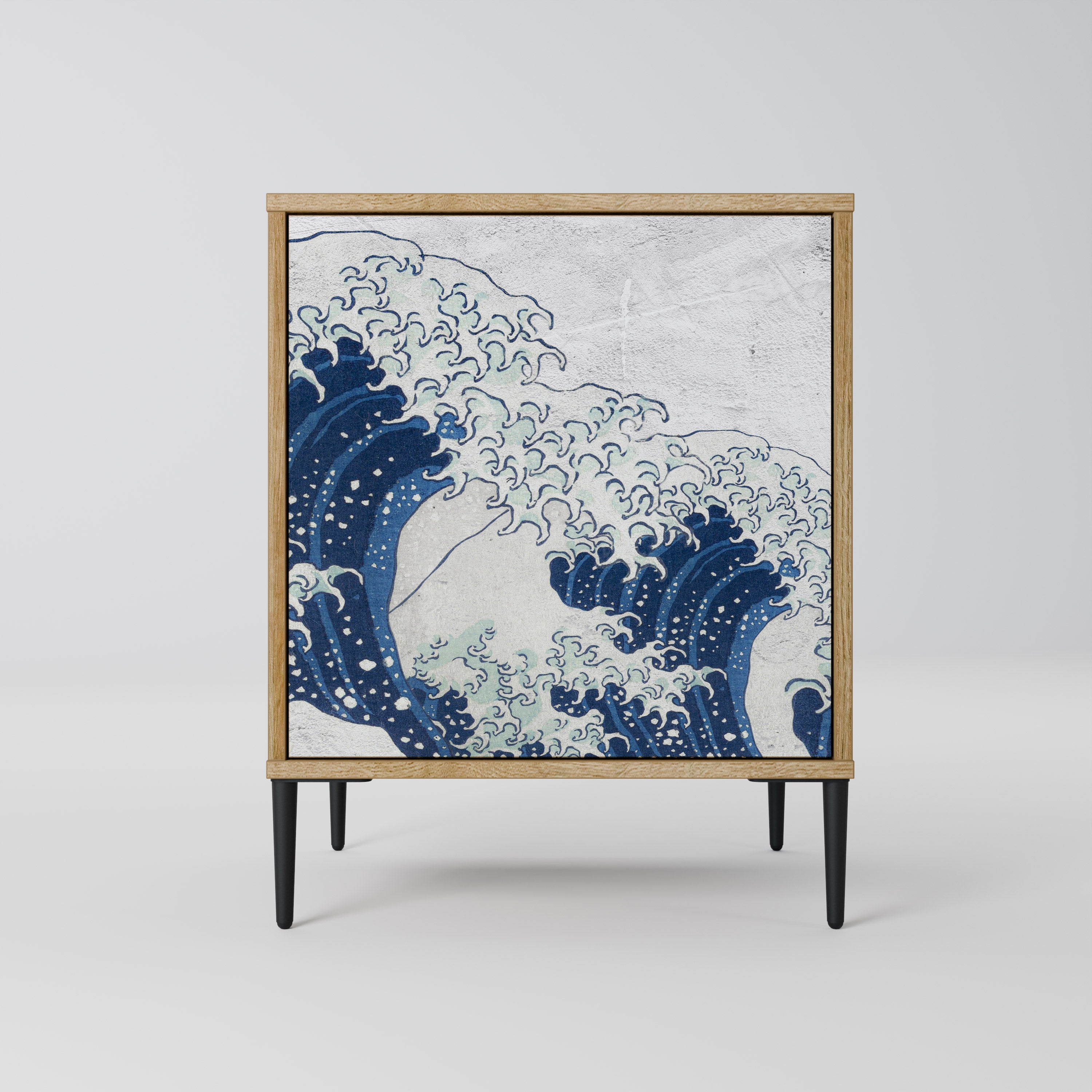 THE GREAT WAVE AT KANAGAWA 1-Door Sideboard in Oak Effect