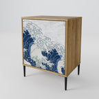 THE GREAT WAVE AT KANAGAWA Aparador de 1 Puerta en Efecto Roble