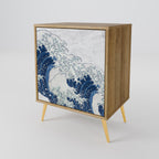 THE GREAT WAVE AT KANAGAWA Aparador de 1 Puerta en Efecto Roble