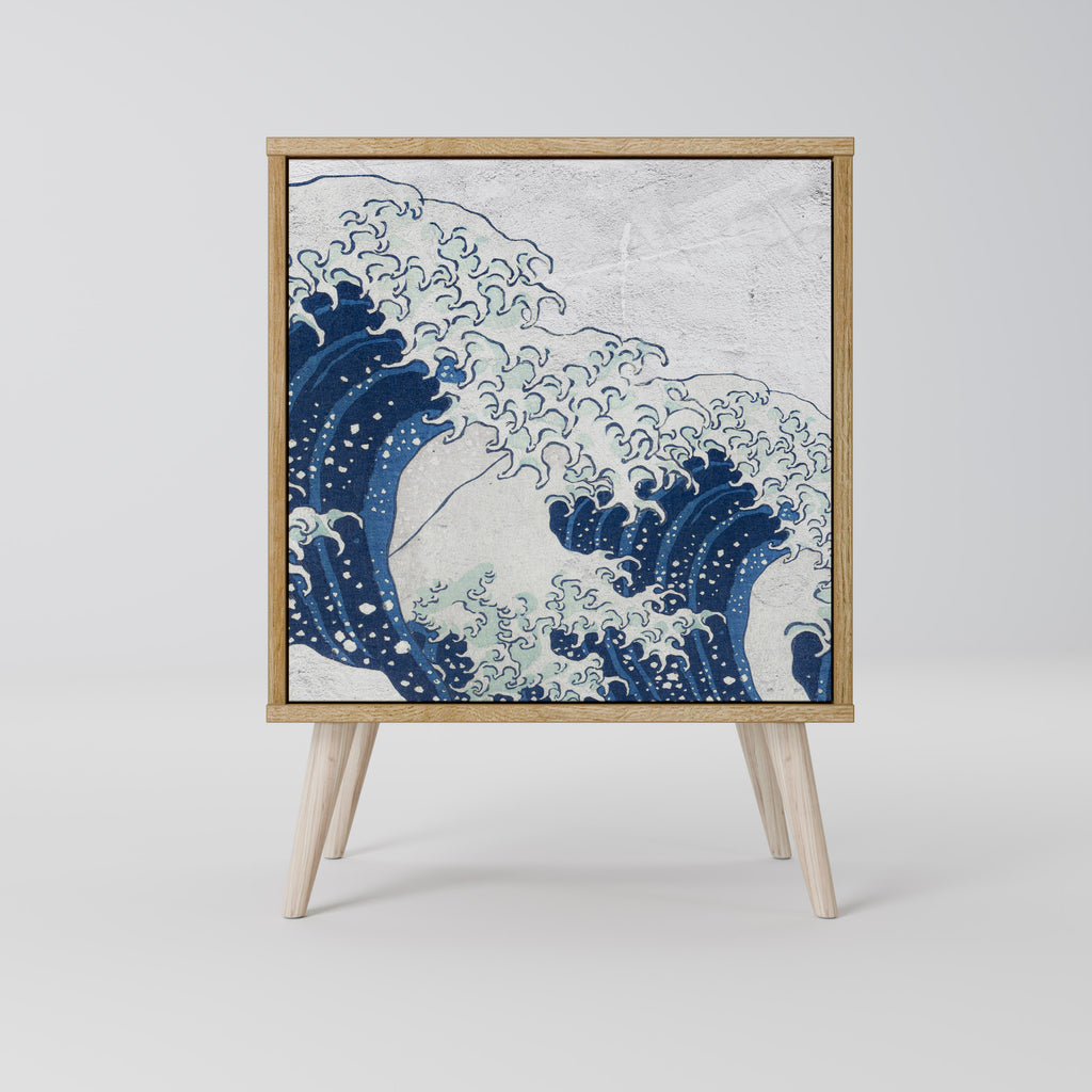 THE GREAT WAVE AT KANAGAWA 1-Door Sideboard in Oak Effect