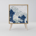 THE GREAT WAVE AT KANAGAWA Aparador de 1 Puerta en Efecto Roble