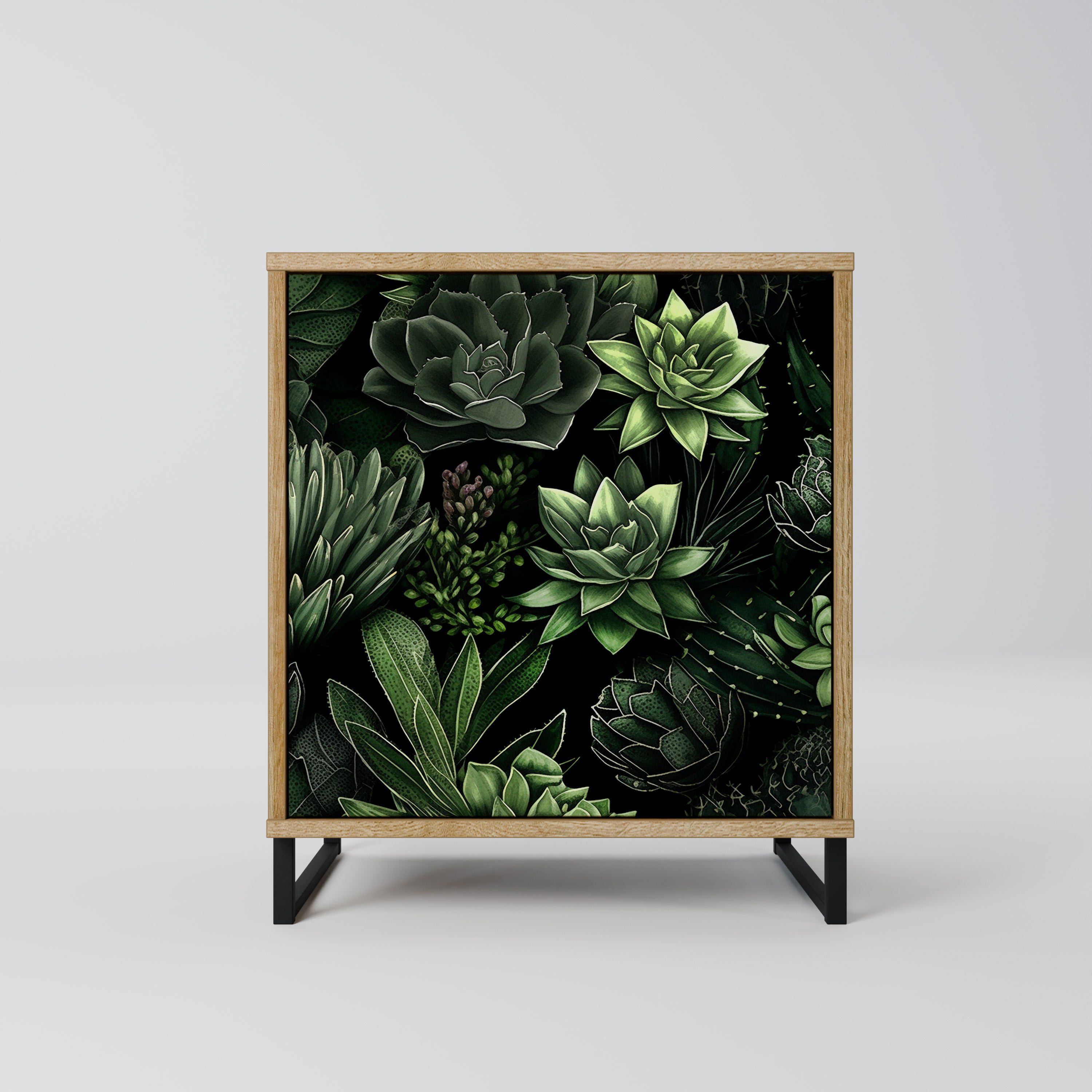 SUCCULENT JUNGLE 1-Door Sideboard in Oak Effect