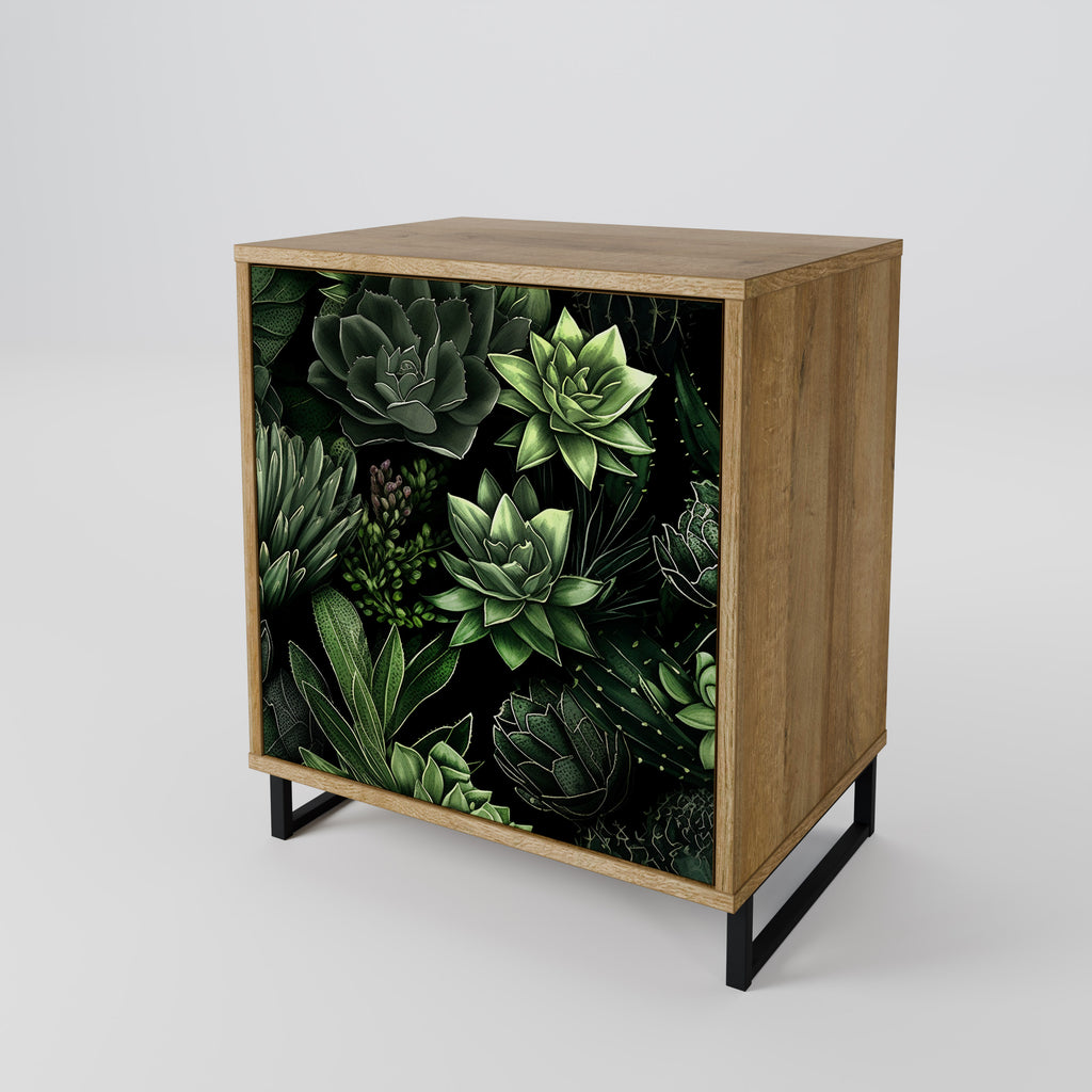 SUCCULENT JUNGLE 1-Door Sideboard in Oak Effect