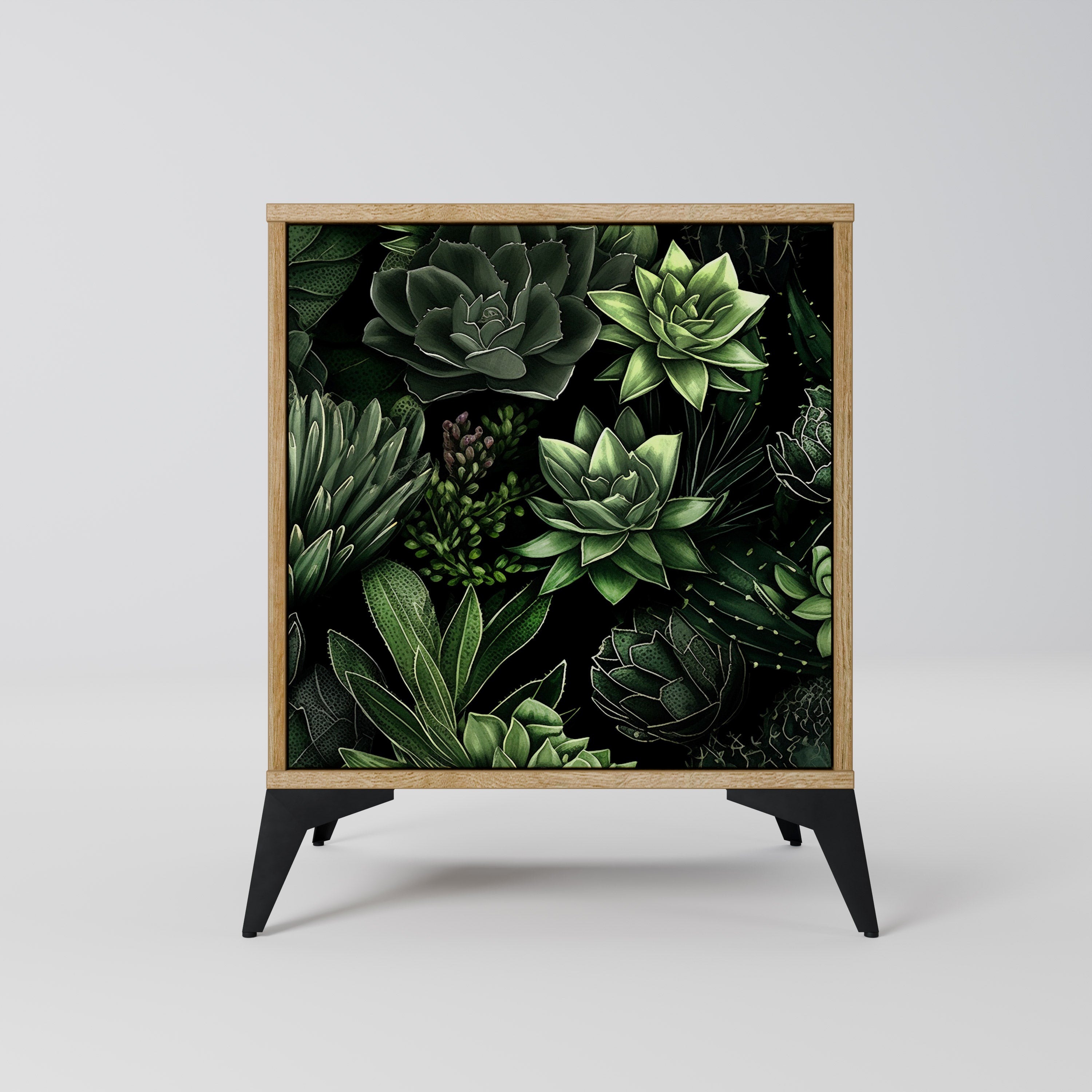 SUCCULENT JUNGLE 1-Door Sideboard in Oak Effect