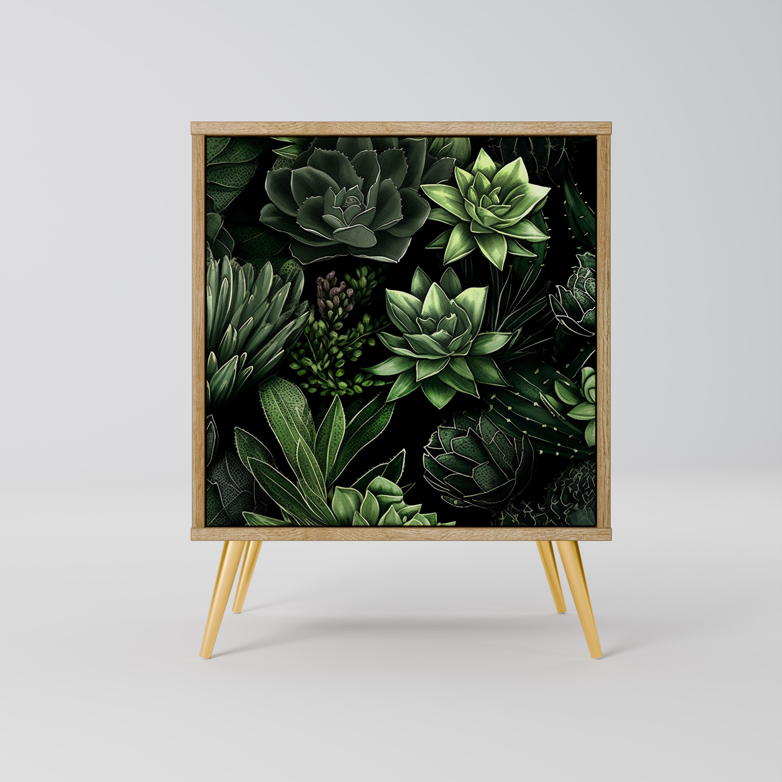 SUCCULENT JUNGLE 1-Door Sideboard in Oak Effect