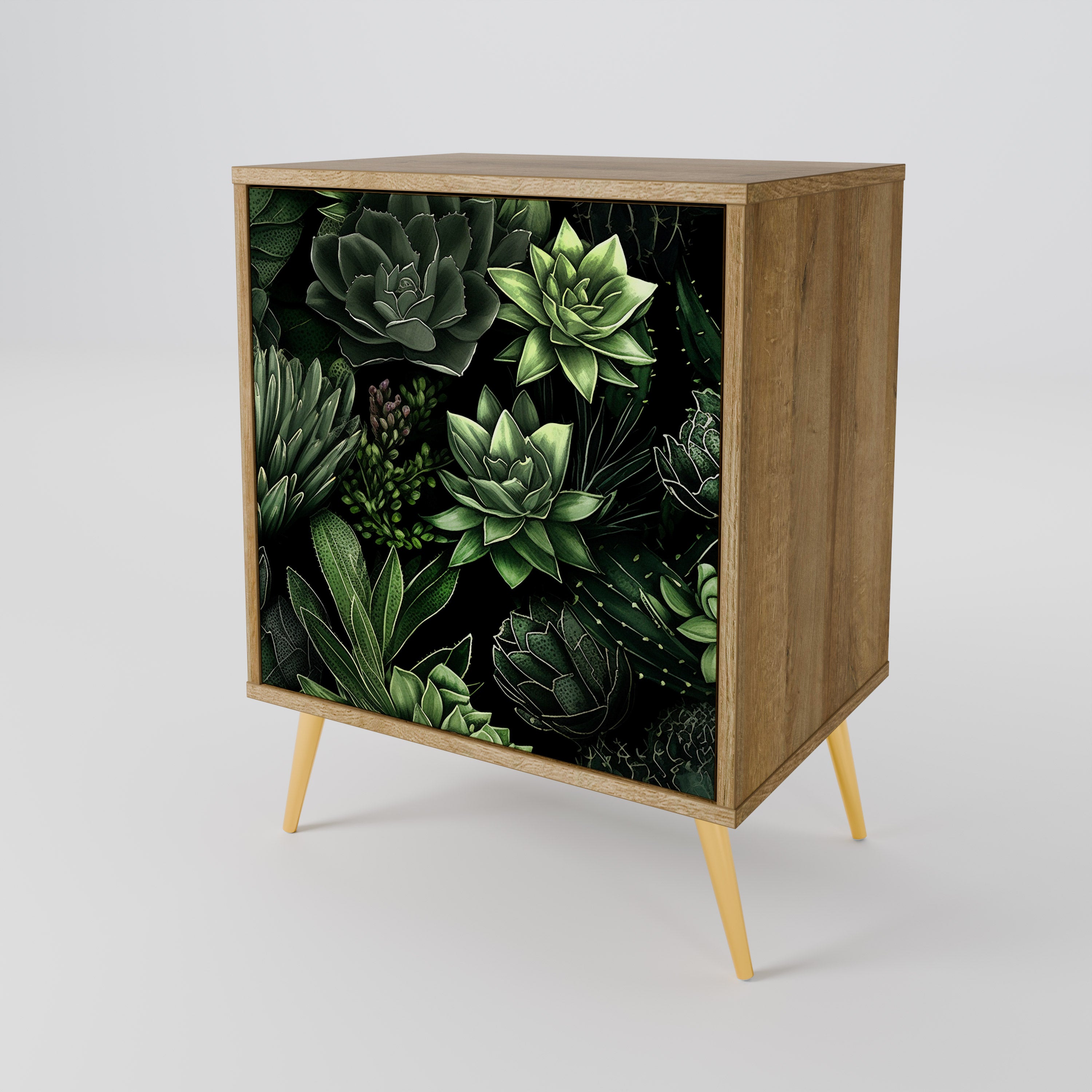SUCCULENT JUNGLE 1-Door Sideboard in Oak Effect
