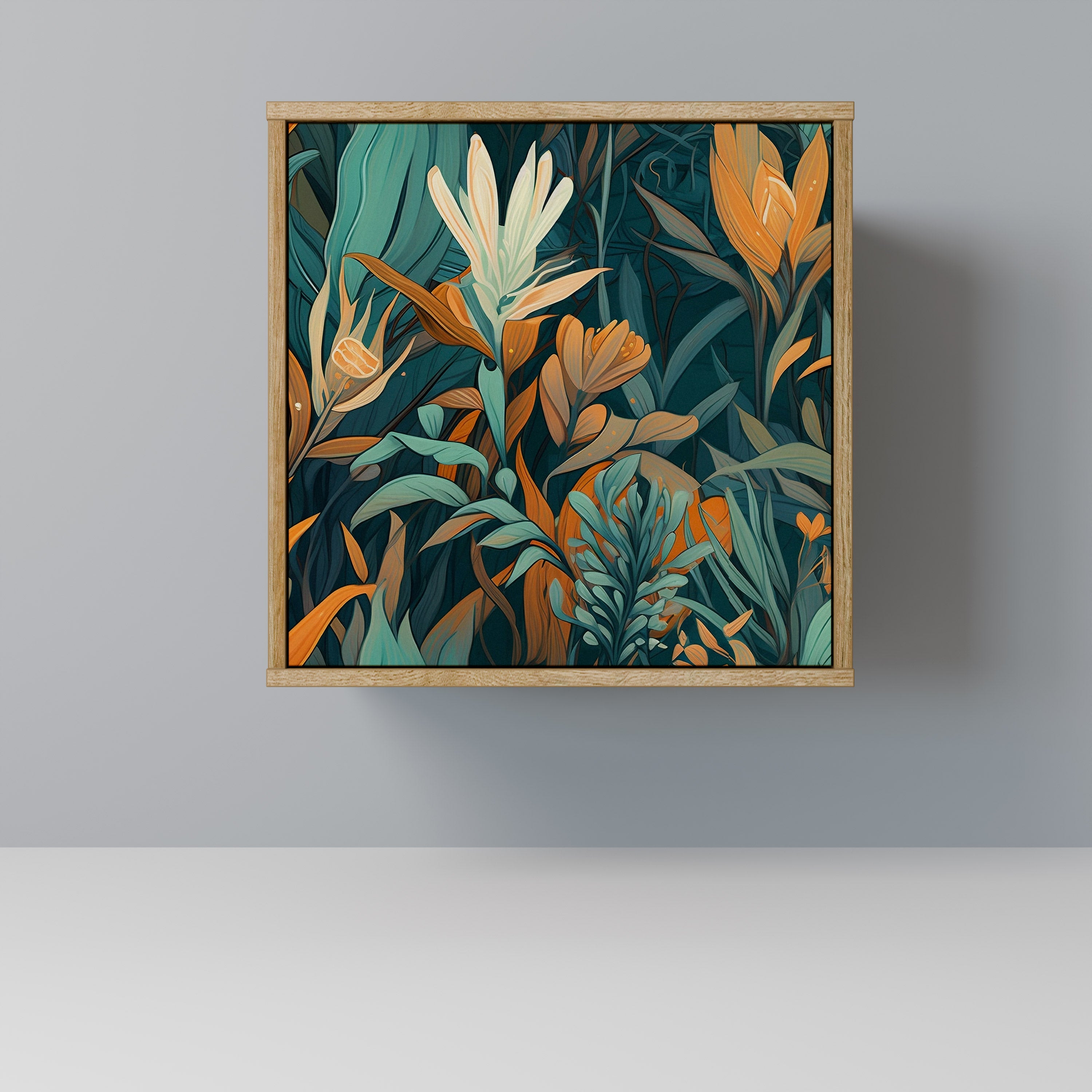 FLORAL SERENITY 1-Door Sideboard in Oak Effect