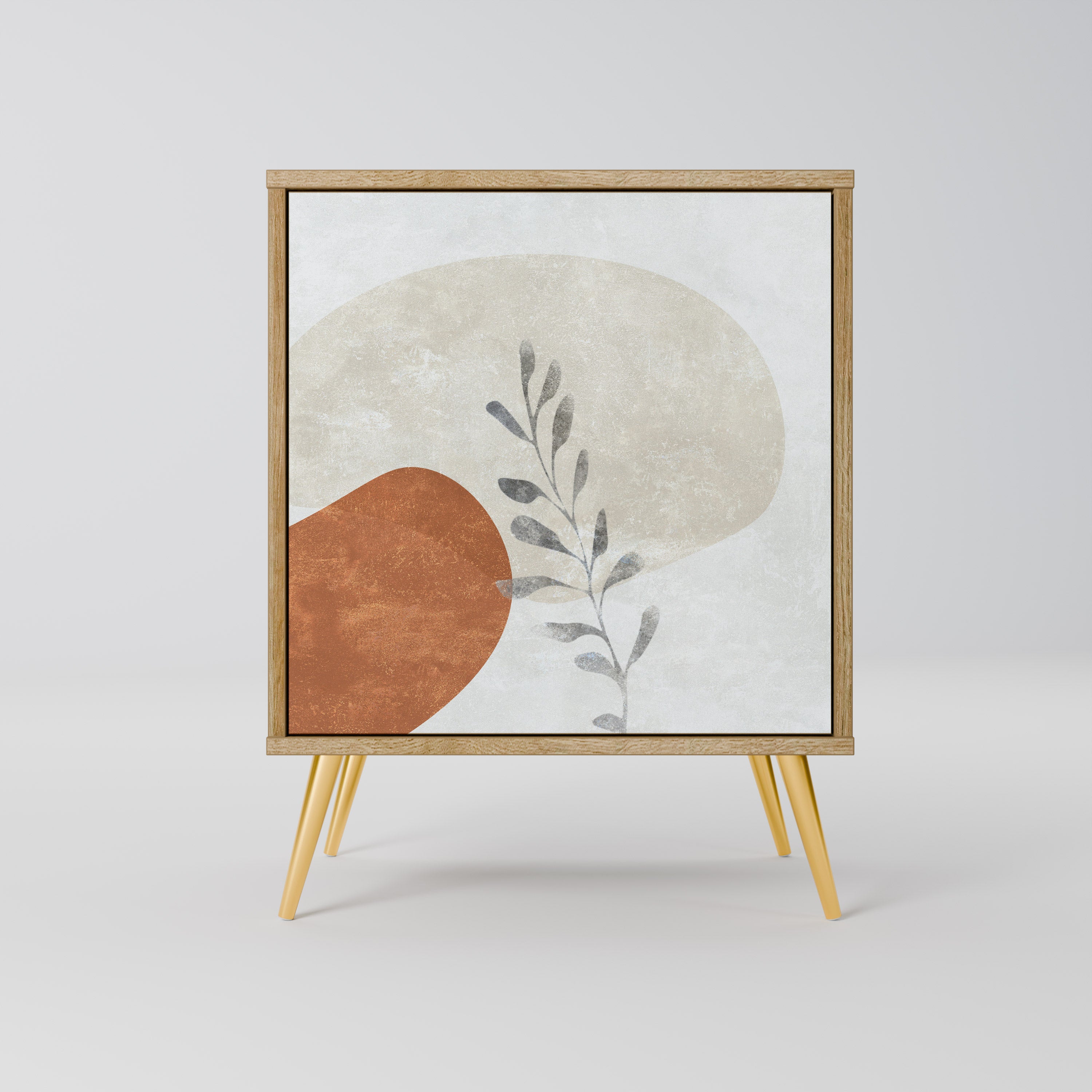 Aparador TRANQUIL TWIG de 1 puerta con acabado efecto roble