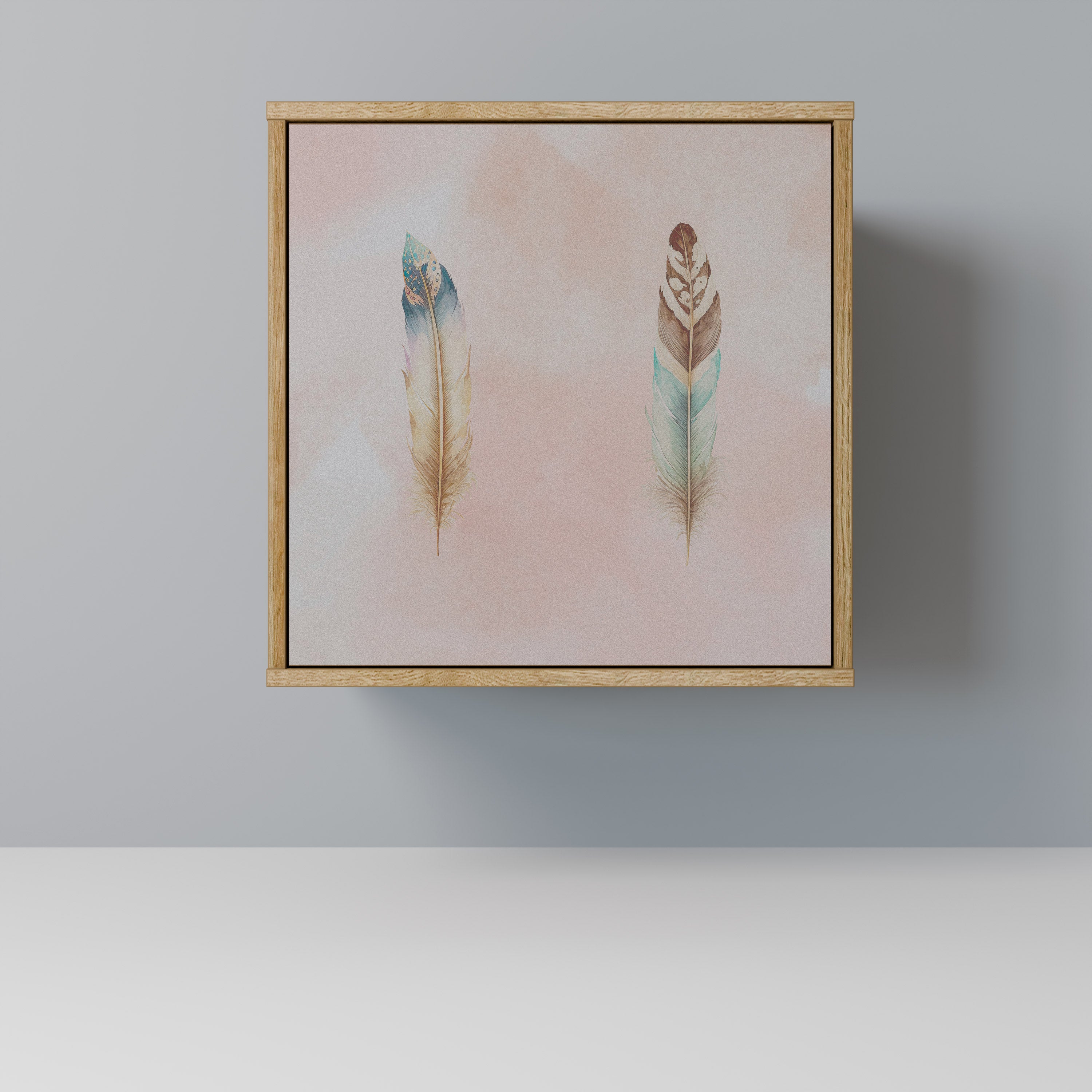 Aparador DELIQUESCE de 1 puerta con acabado efecto roble