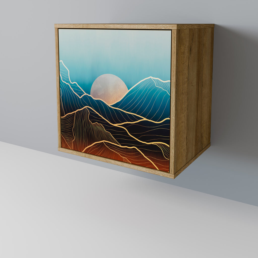 Aparador LUNAR SECRETS de 1 puerta con acabado efecto roble