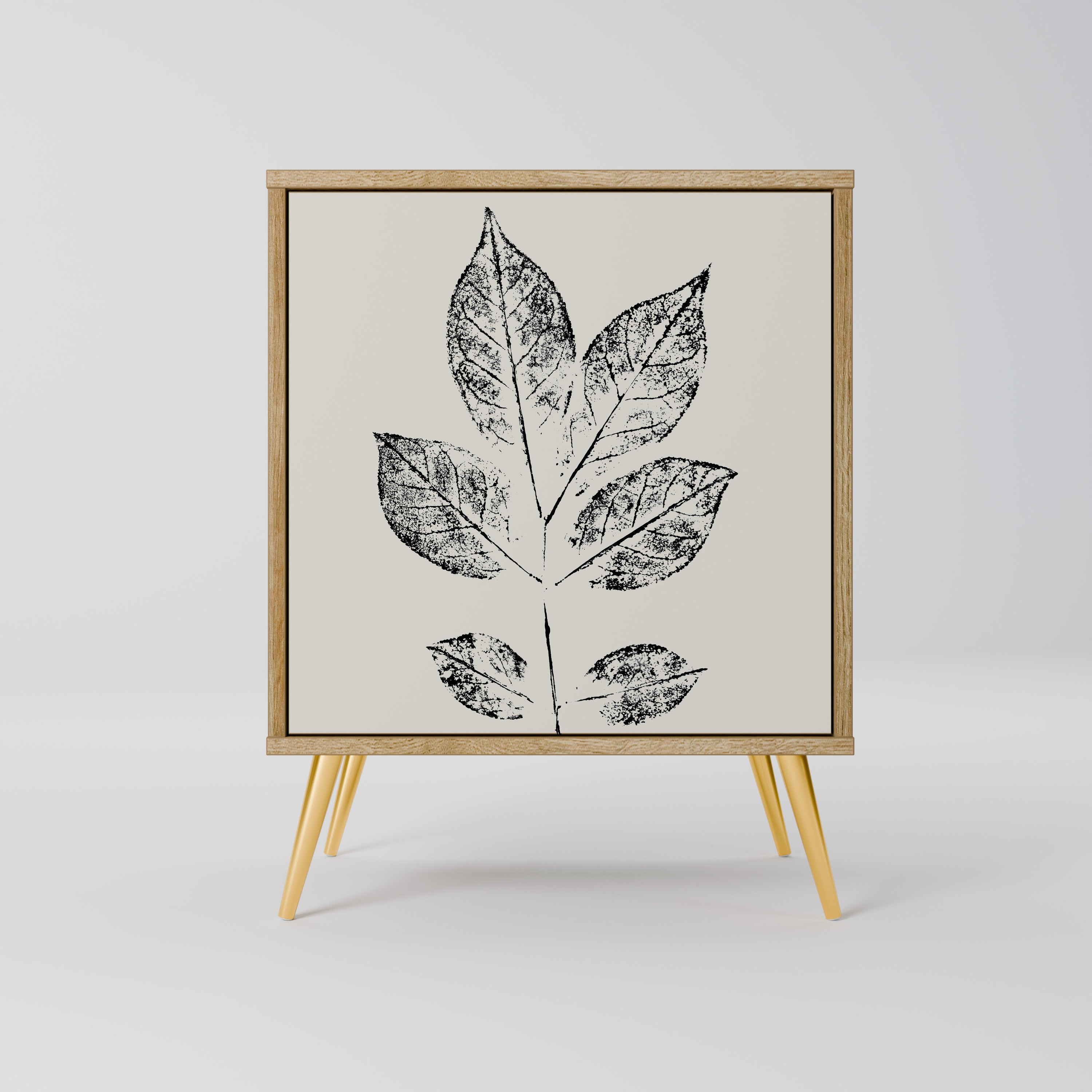 Aparador de 1 puerta LEAFY STAMPS con efecto roble